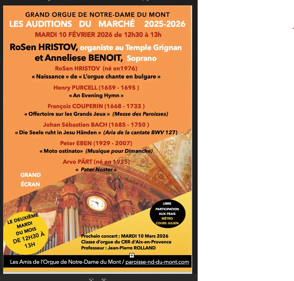 Les Auditions du marché : concerts d'orgue