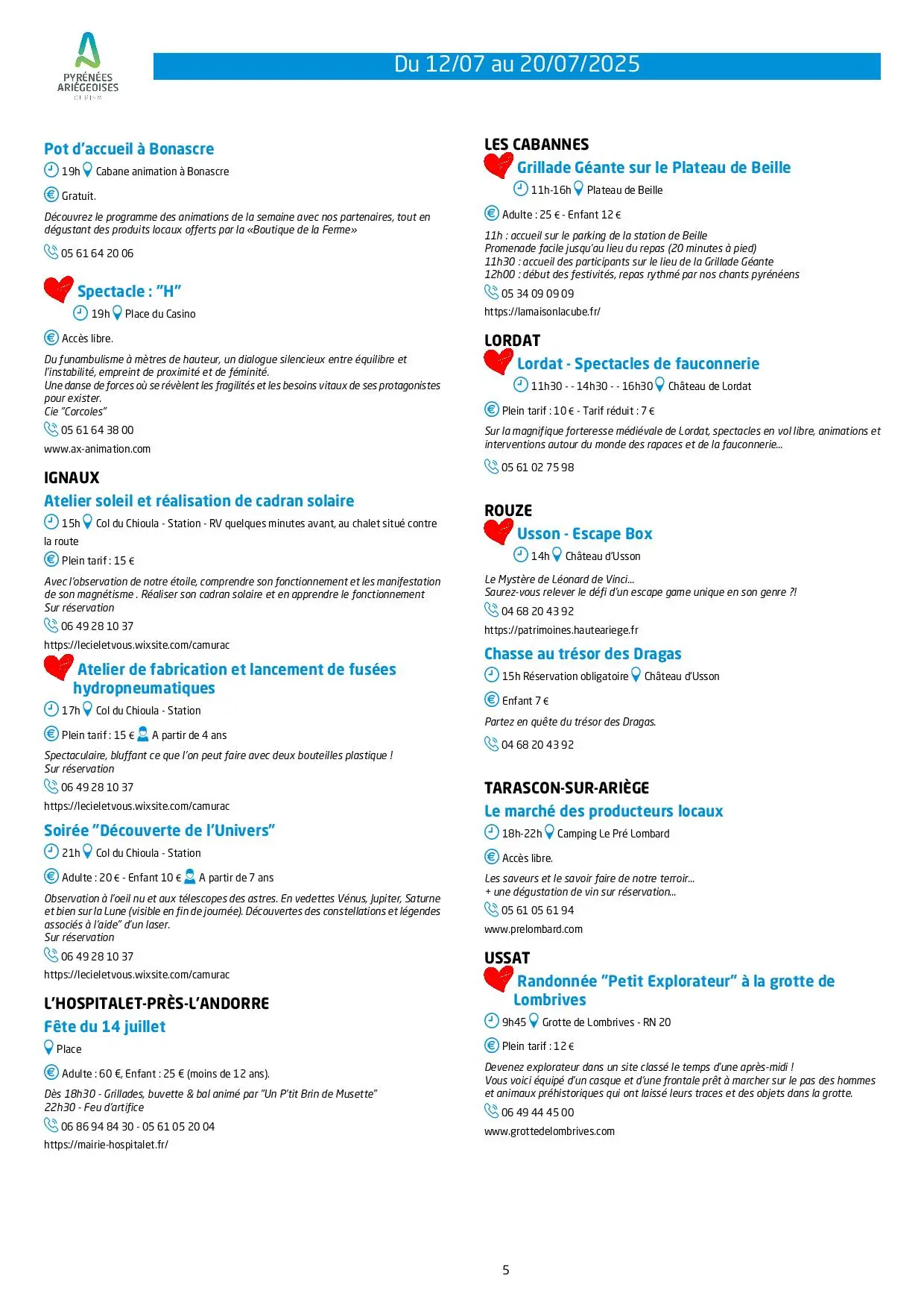 Du 12 au 20.07.Programme Animations & Activités