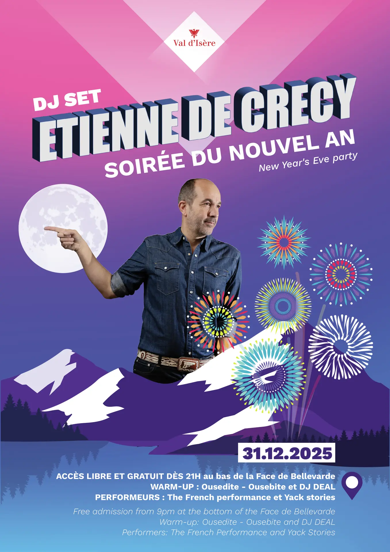 Soirée du réveillon et feux d'artifice_Val-d'Isère