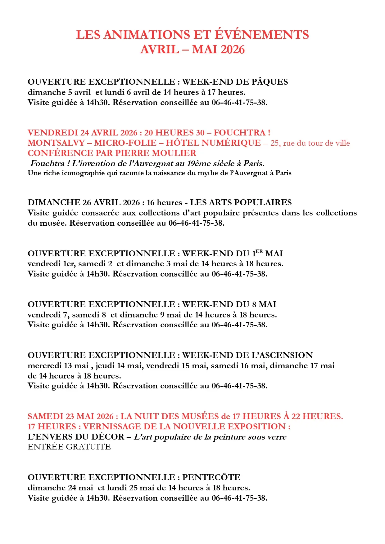 Animations du Musée du Veinazès