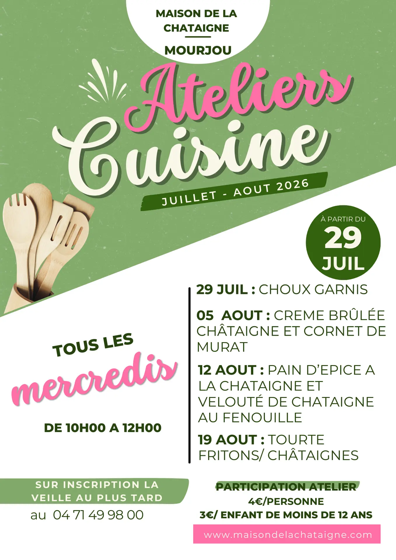Ateliers de cuisine à la Maison de la Châtaigne