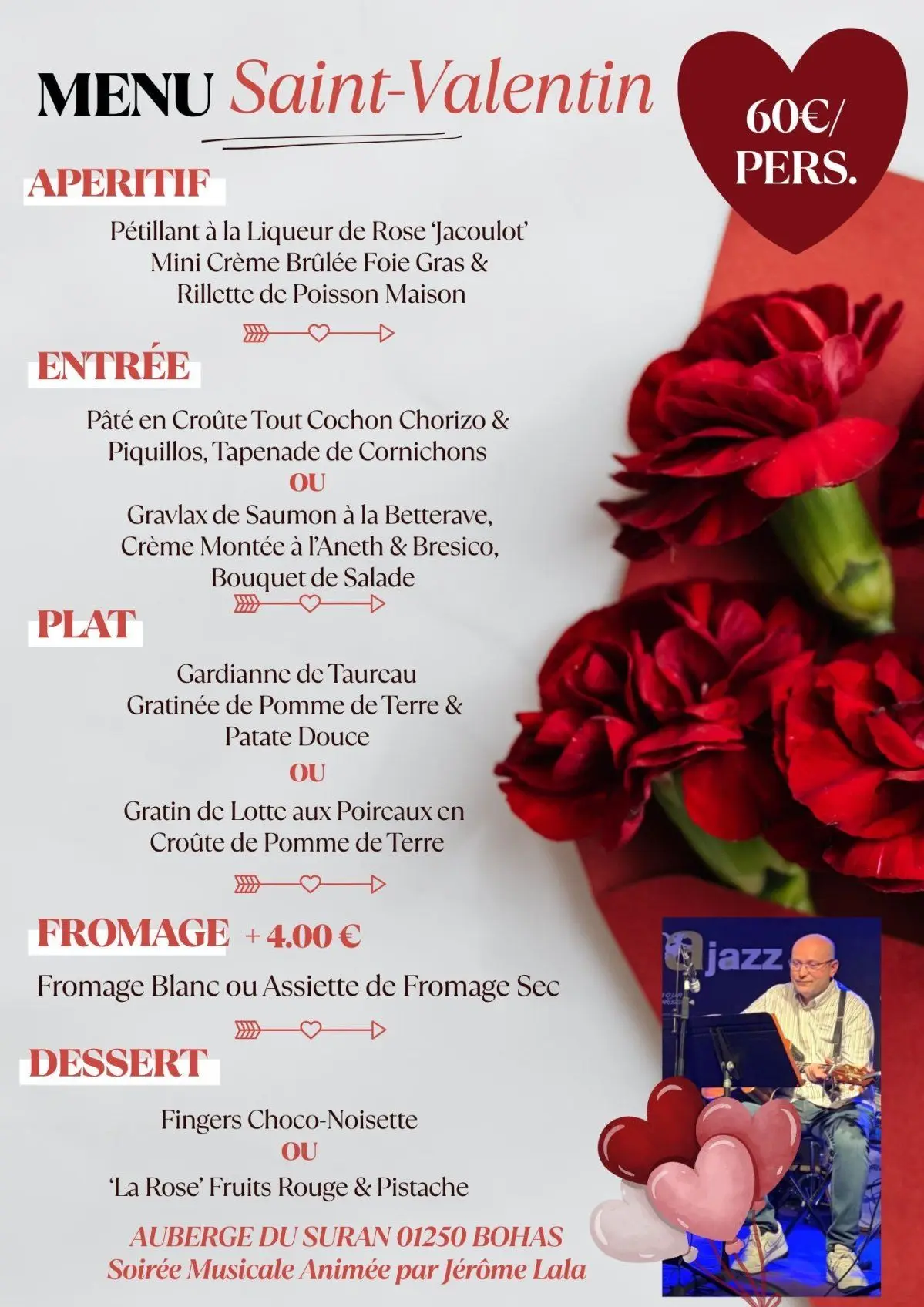 Affiche_Menu de la Saint-Valentin - Auberge du Suran_Bohas-Meyriat-Rignat