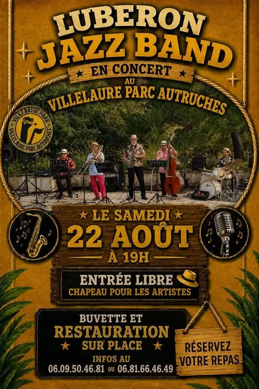 Concert Luberon Jazz Band au Parc des autruches à Villelaure.