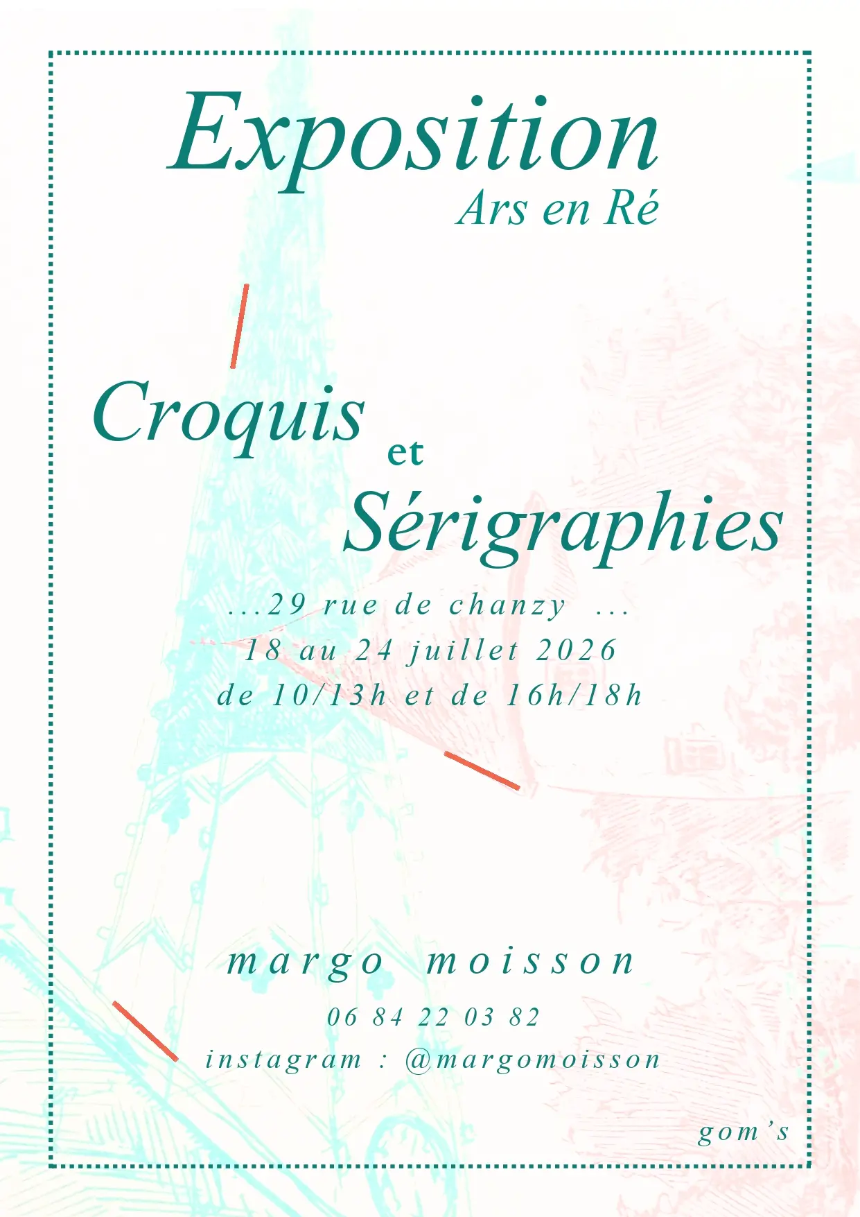 Ausstellung mit Skizzen und Siebdrucken – Keramikatelier Aurélie Courcier_Ars-en-Ré