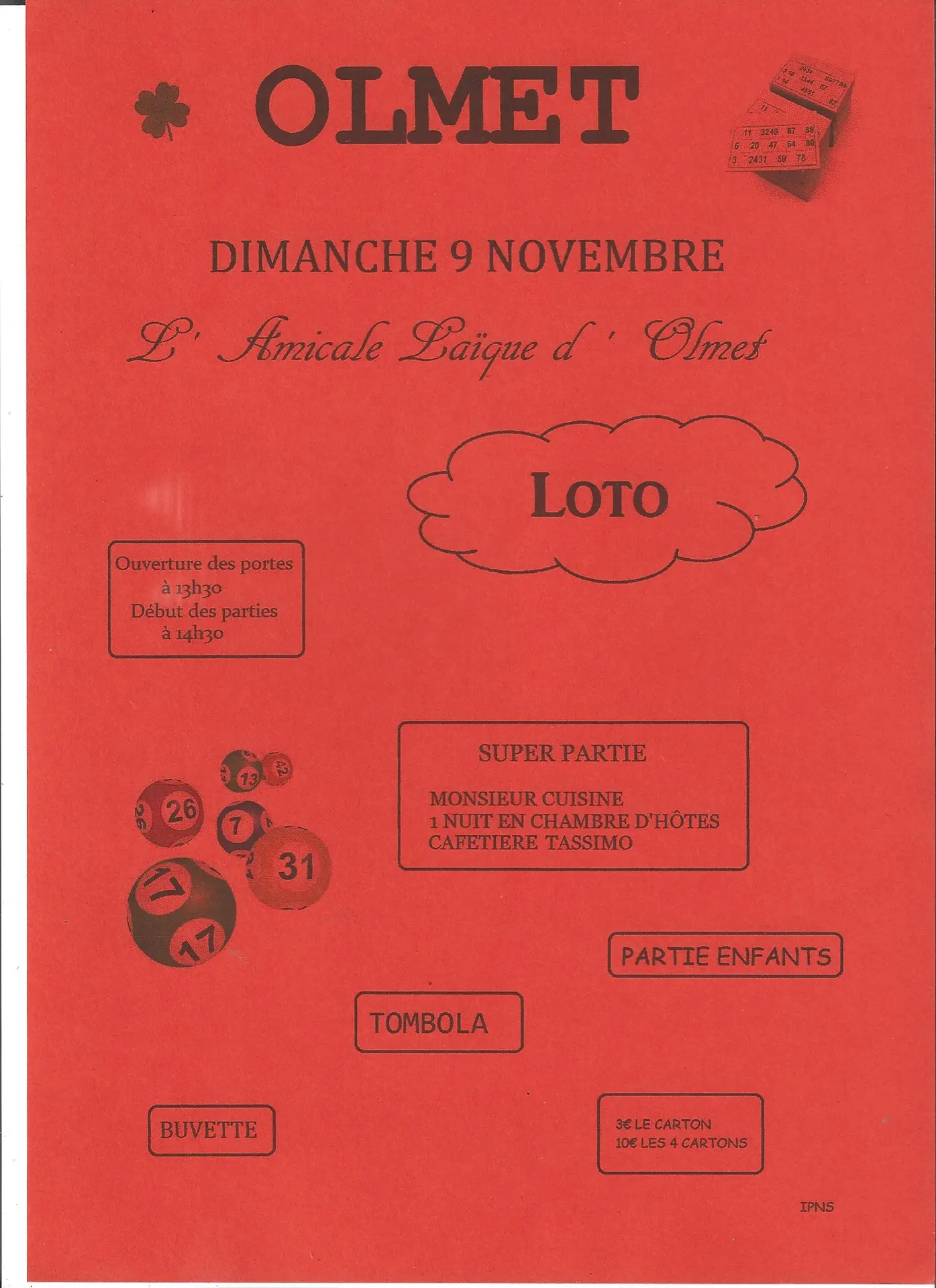 Avec super partie et partie enfant. Tombola et buvette
