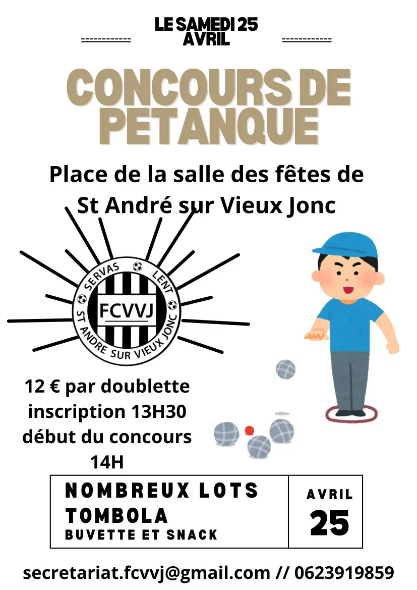 Affiche concours de pétanque 2026
