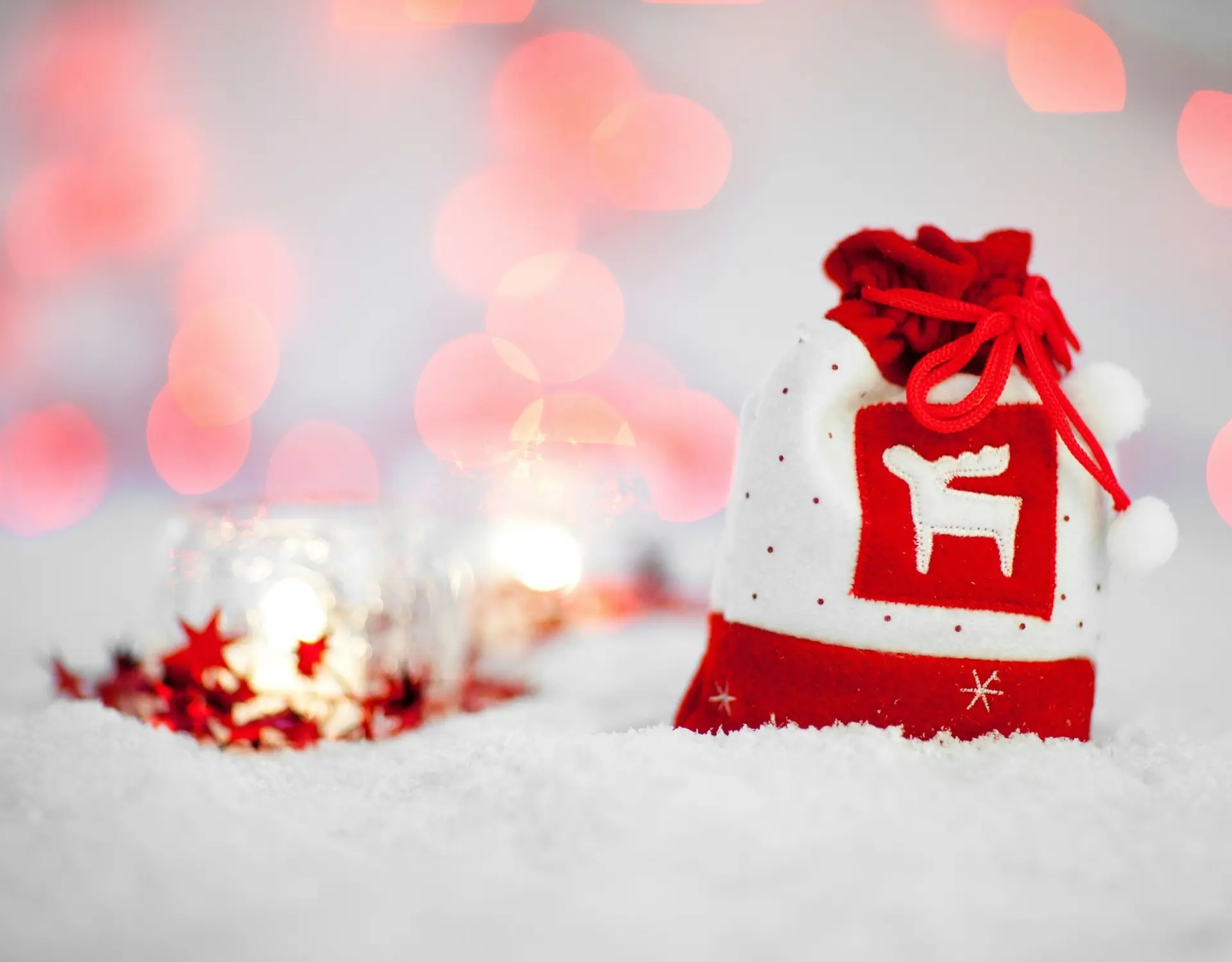 small bag decorated red and white