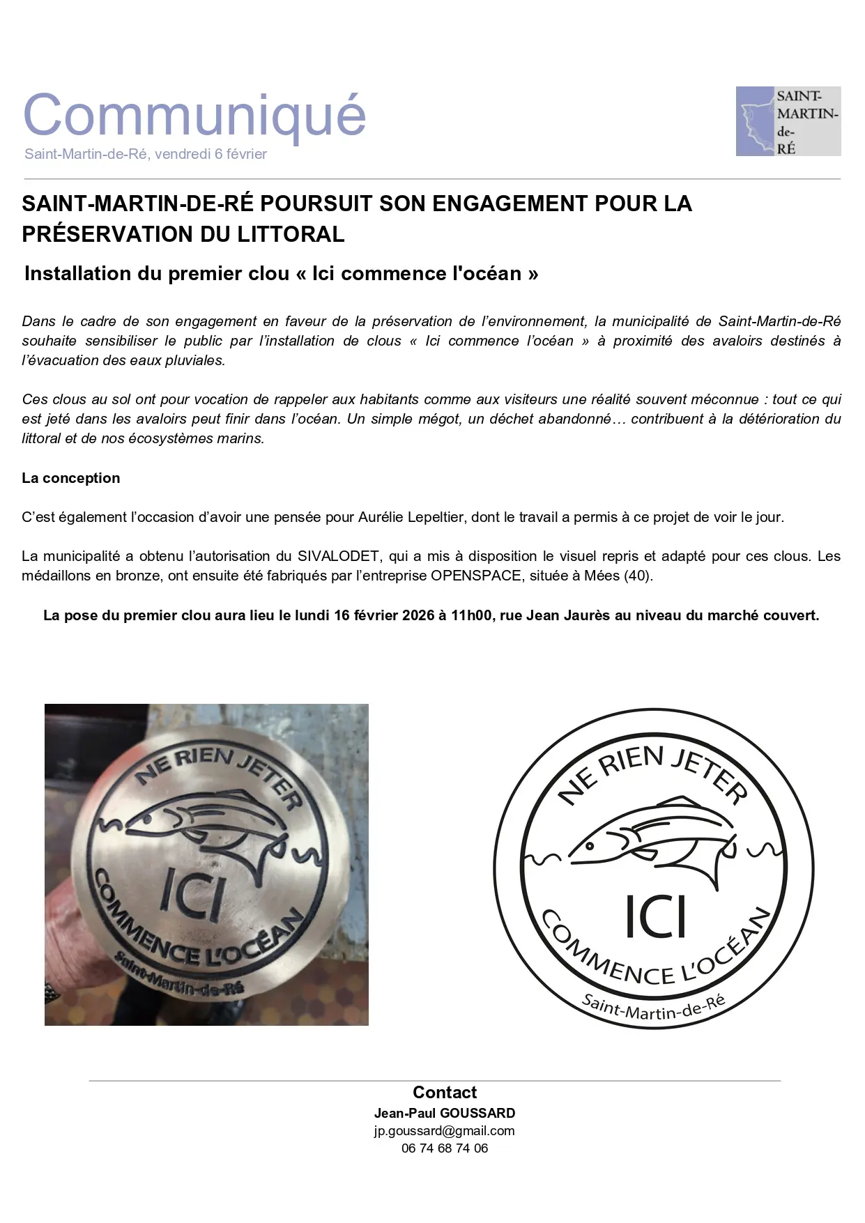 Installation du premier clou Ici commence l'océan_Saint-Martin-de-Ré