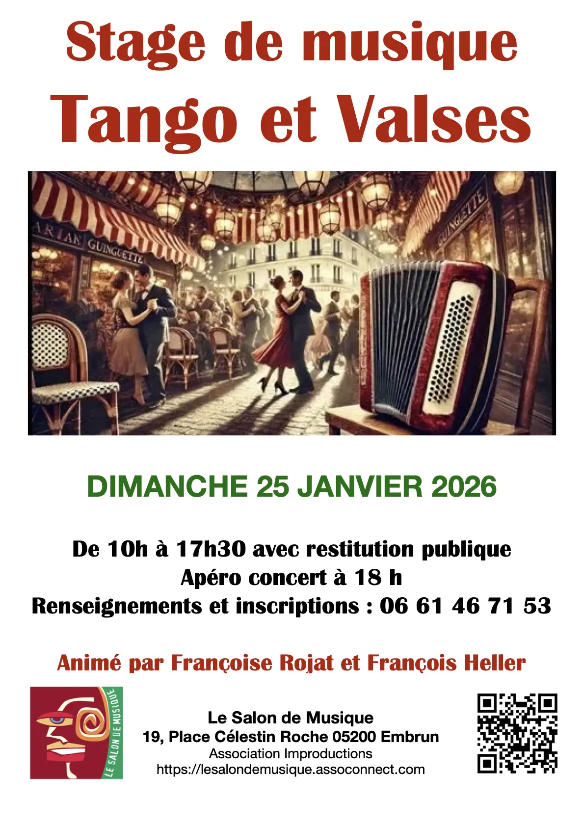 Concert de l'Atelier de Musique d'ensemble : valses et tango EMBRUN