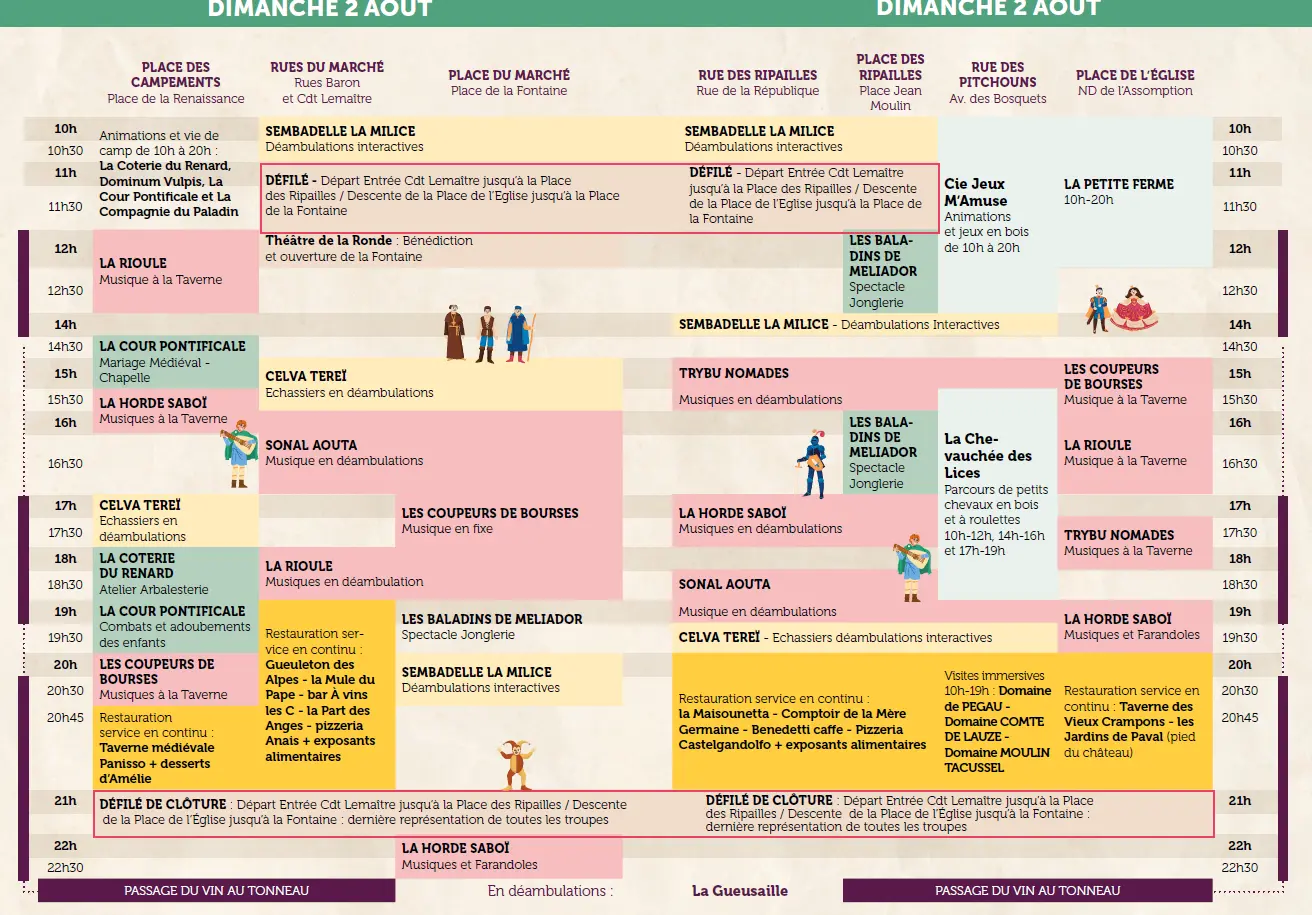Programme journée du 02 août