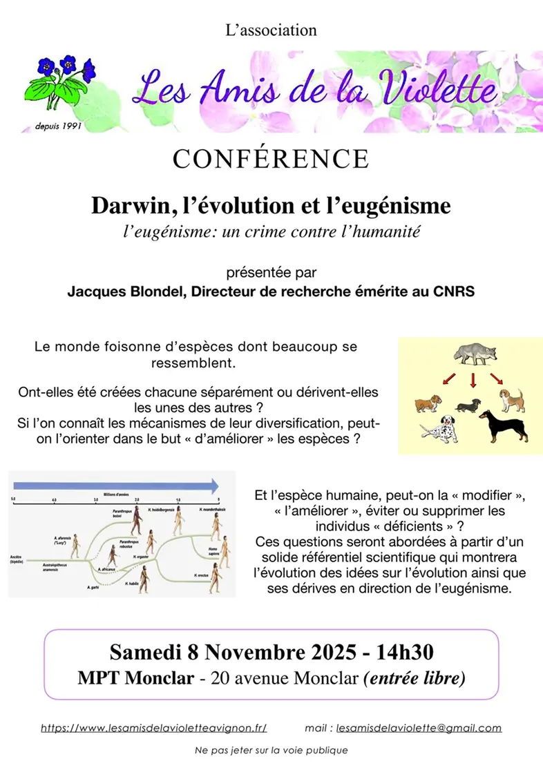 Darwin, l'évolution et l'eugénisme - l'eugénisme : un crime contre l'humanité_Avignon
