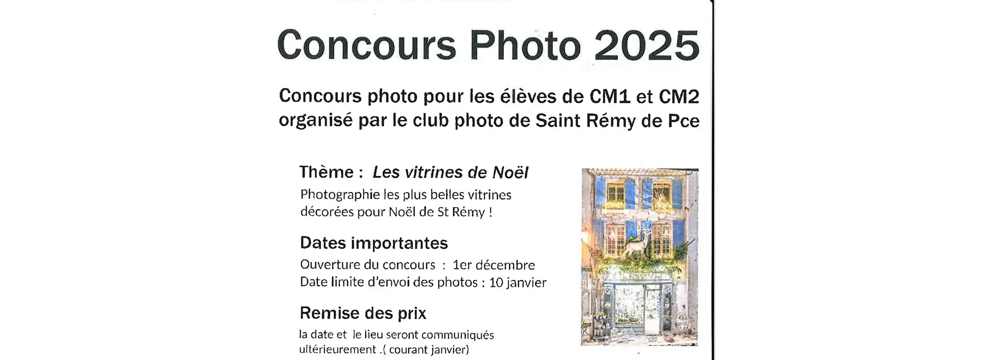 Affiche concours photos des vitrines de Noel à Saint Rémy de Provence