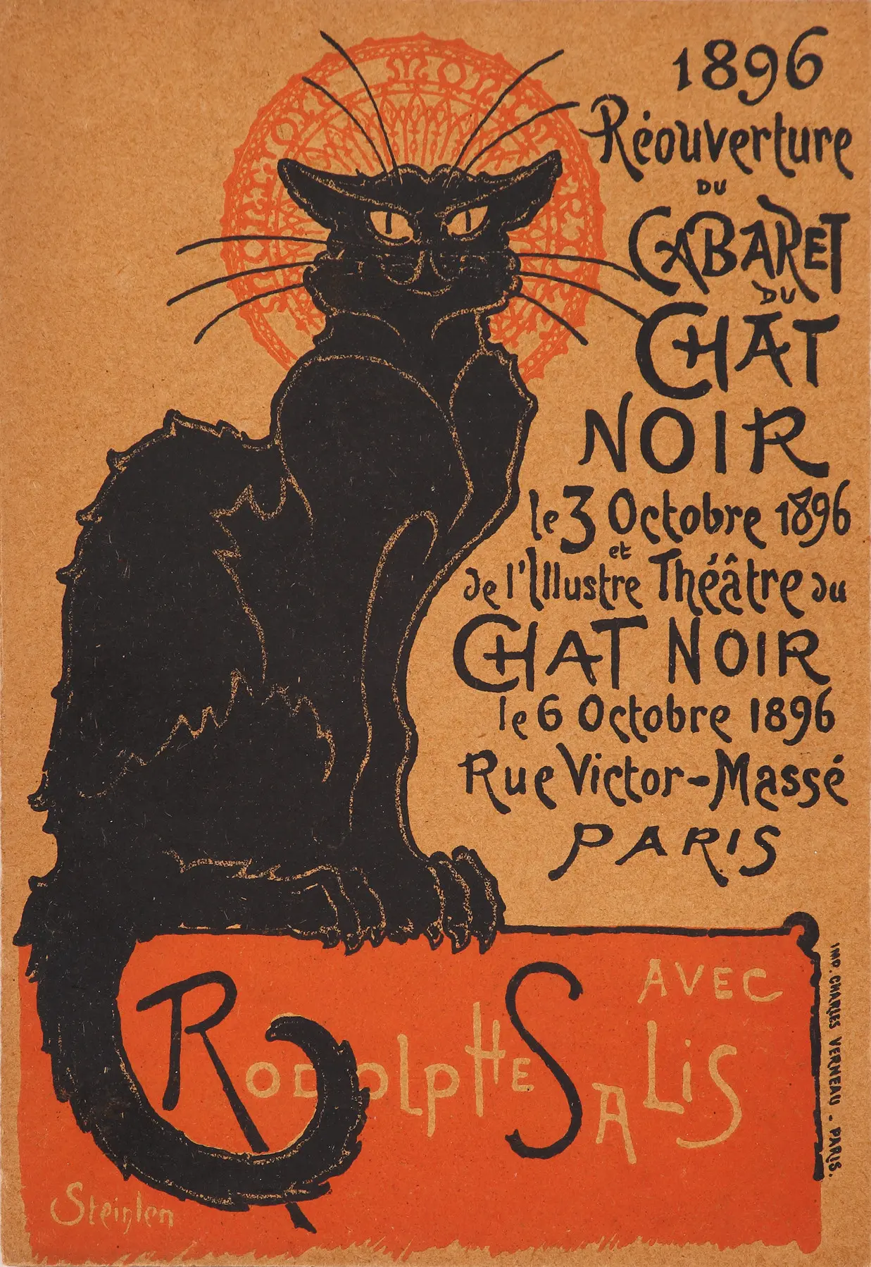 Steinlen, Réouverture du Cabaret du Chat Noir, 1896