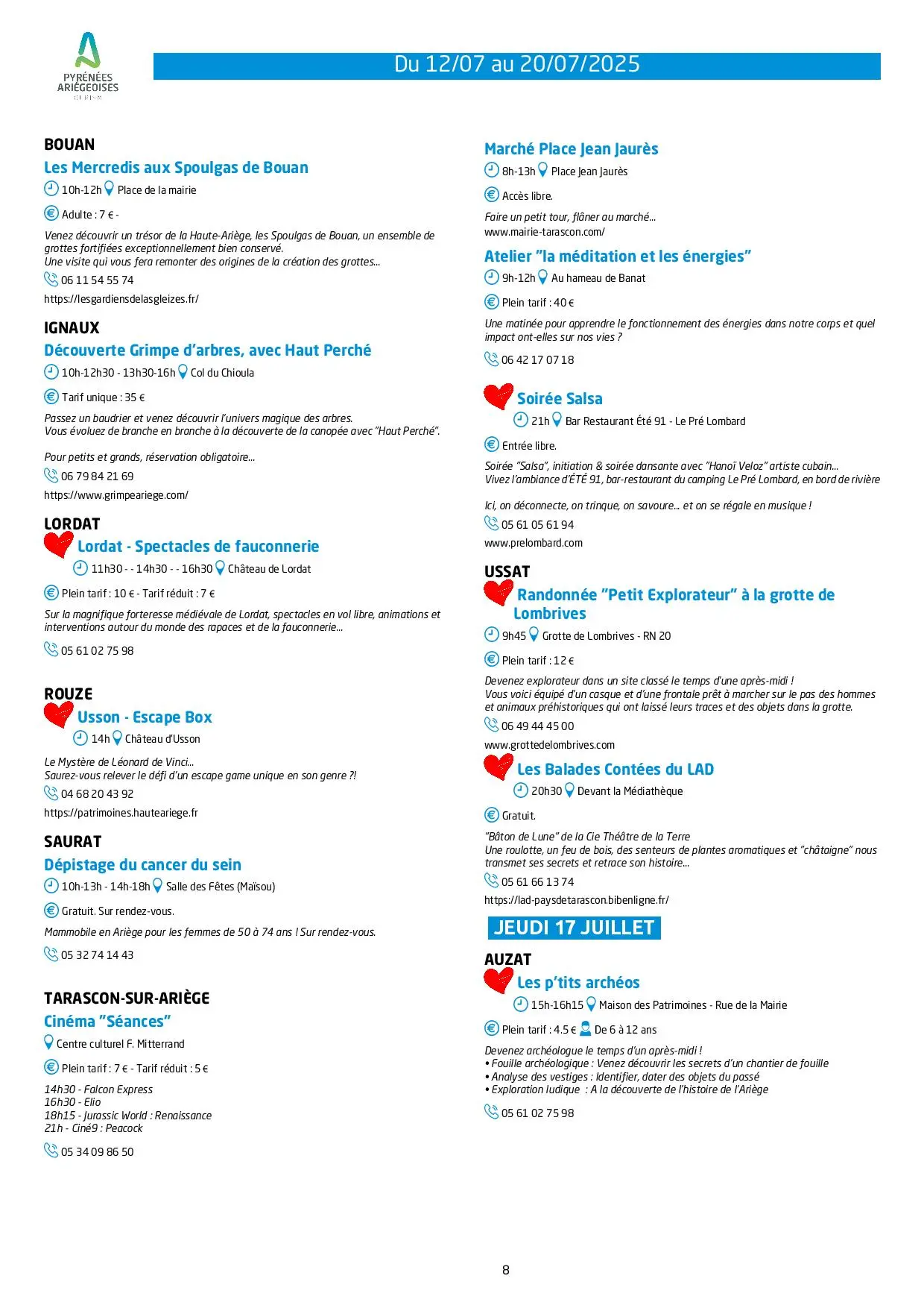 Du 12 au 20.07.Programme Animations & Activités