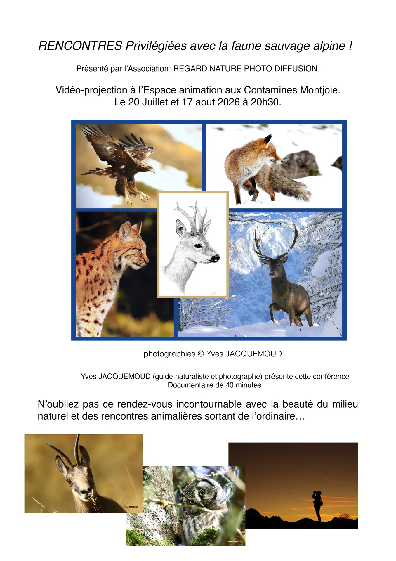 Projection du film Regard Nature de Yves Jacquemoud_Les Contamines-Montjoie