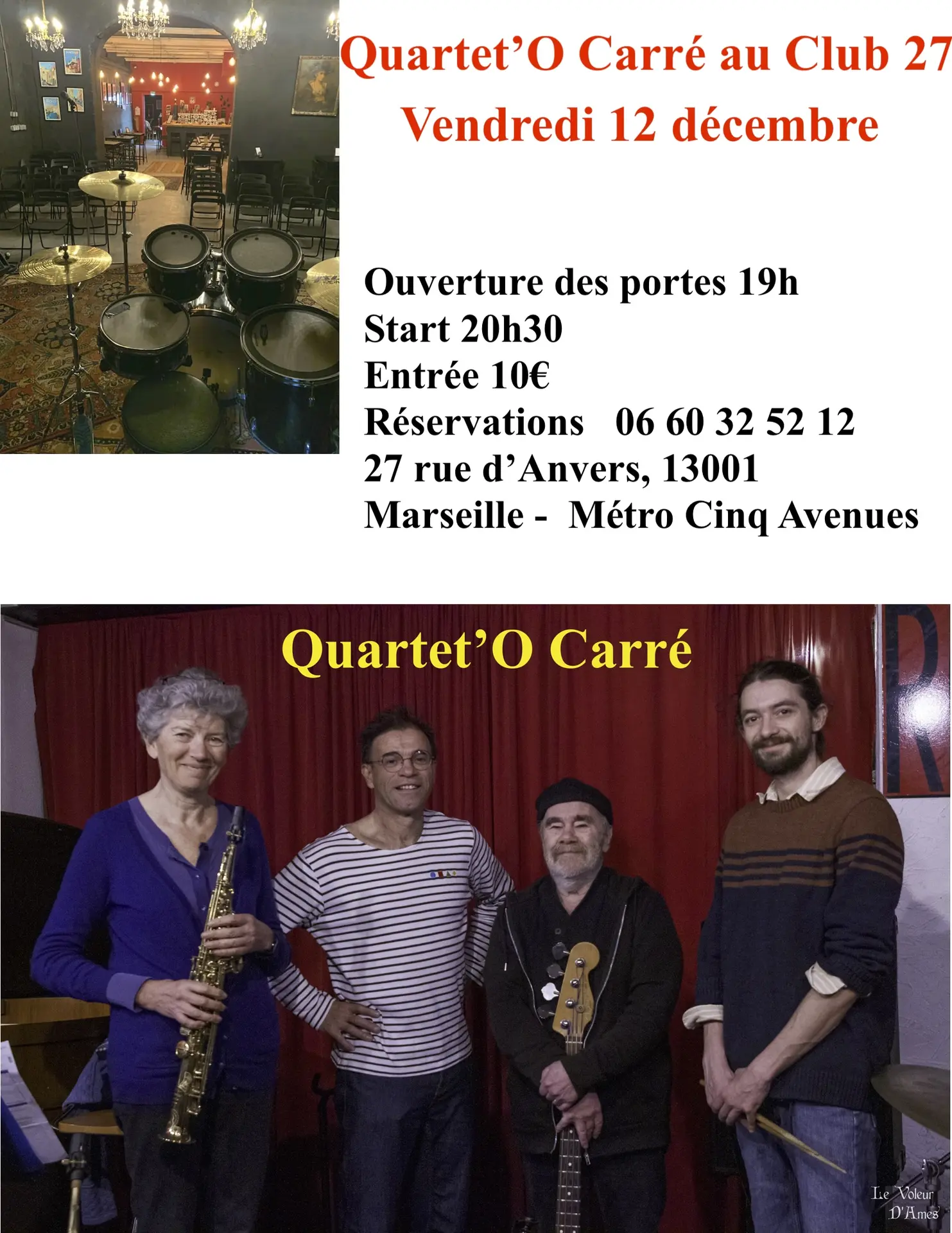 Concert de Quartet'O Carré au Club 27