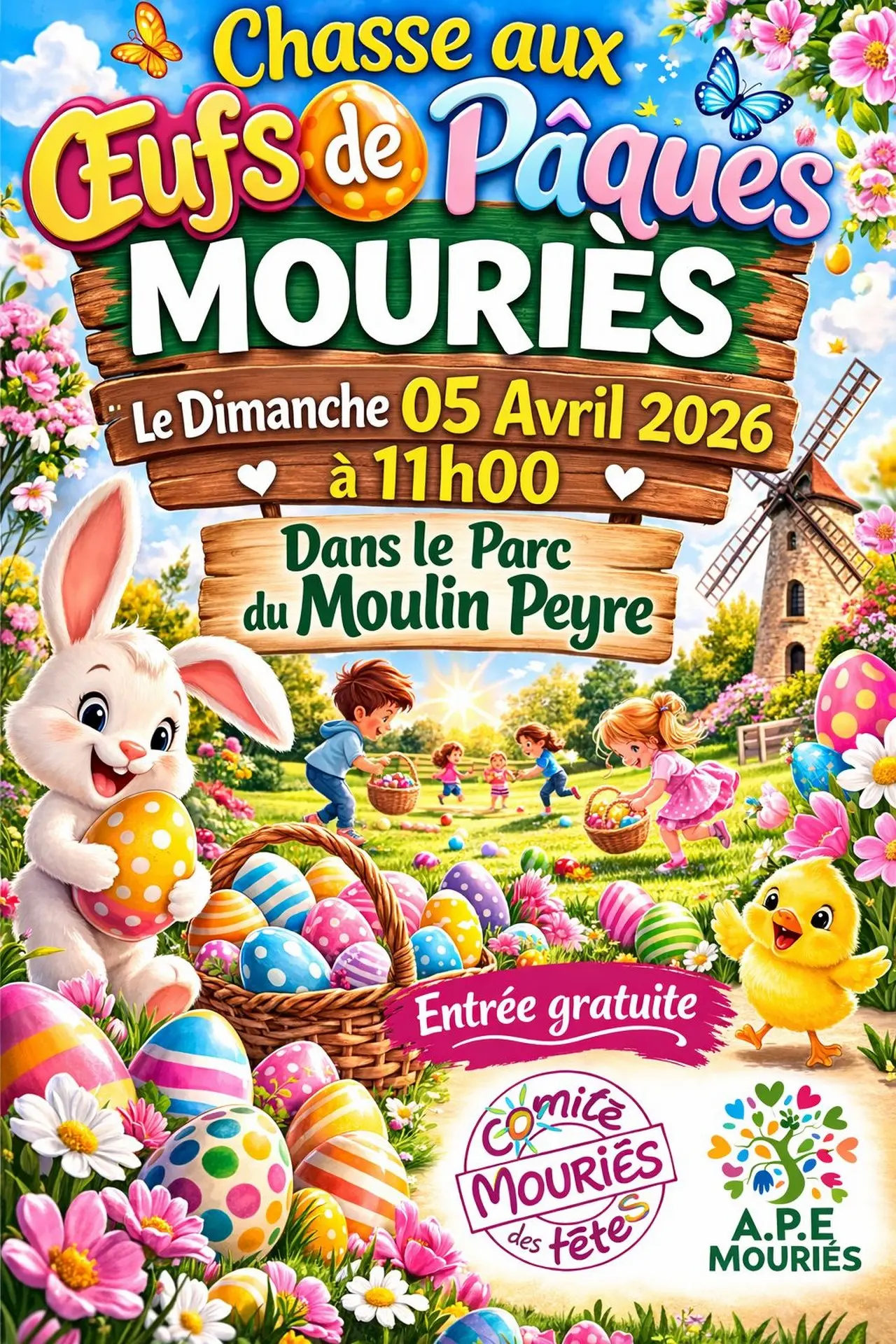Plakat Ostereierjagd in Mouriès 05.04.26