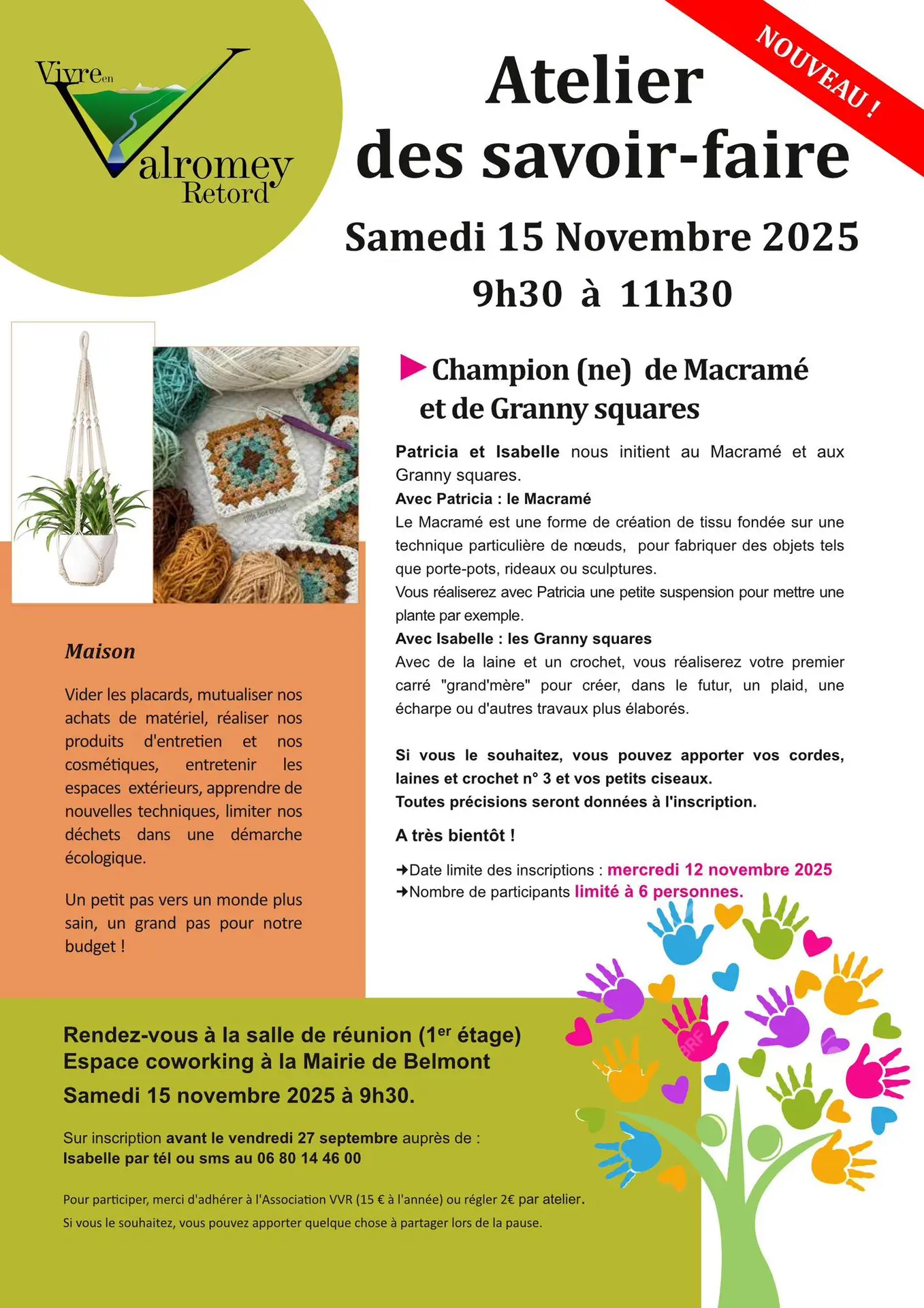 Atelier des savoir-faire : devenir les champions (es) du macramé et de granny squares_Valromey-sur-Séran