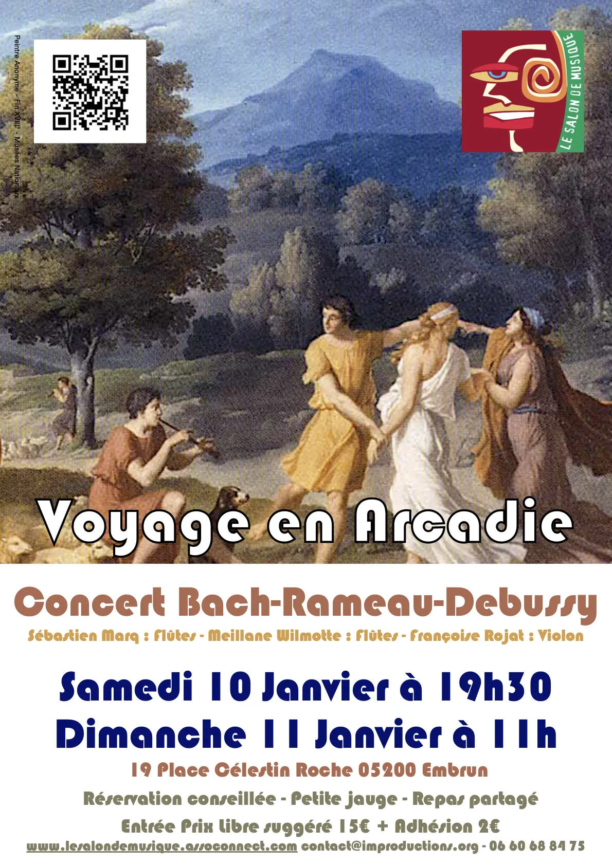 Concert Bach, Rameau et Debussy Voyage en Arcadie EMBRUN