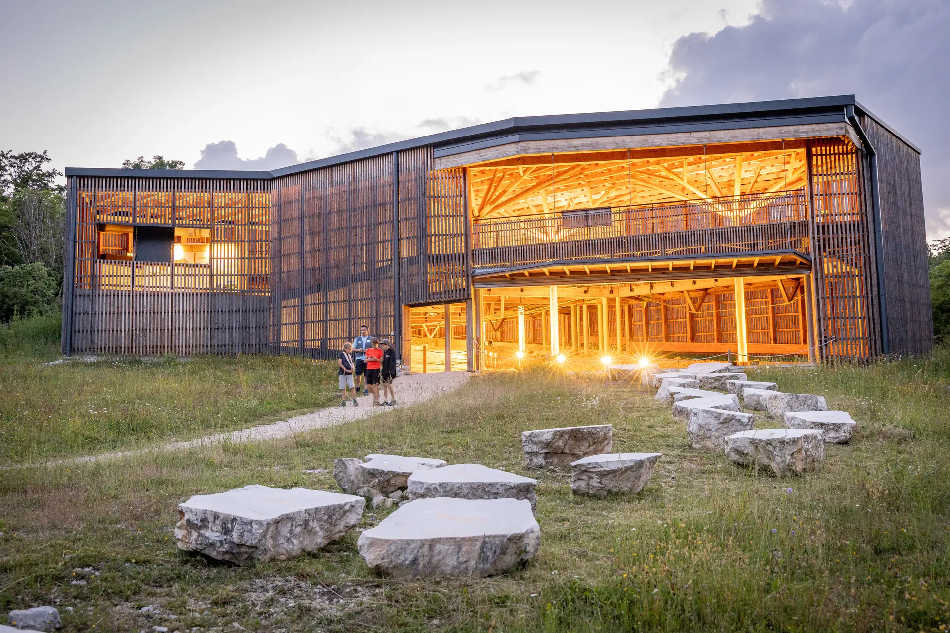 La canopée de Dinoplagne à la tombée de la nuit