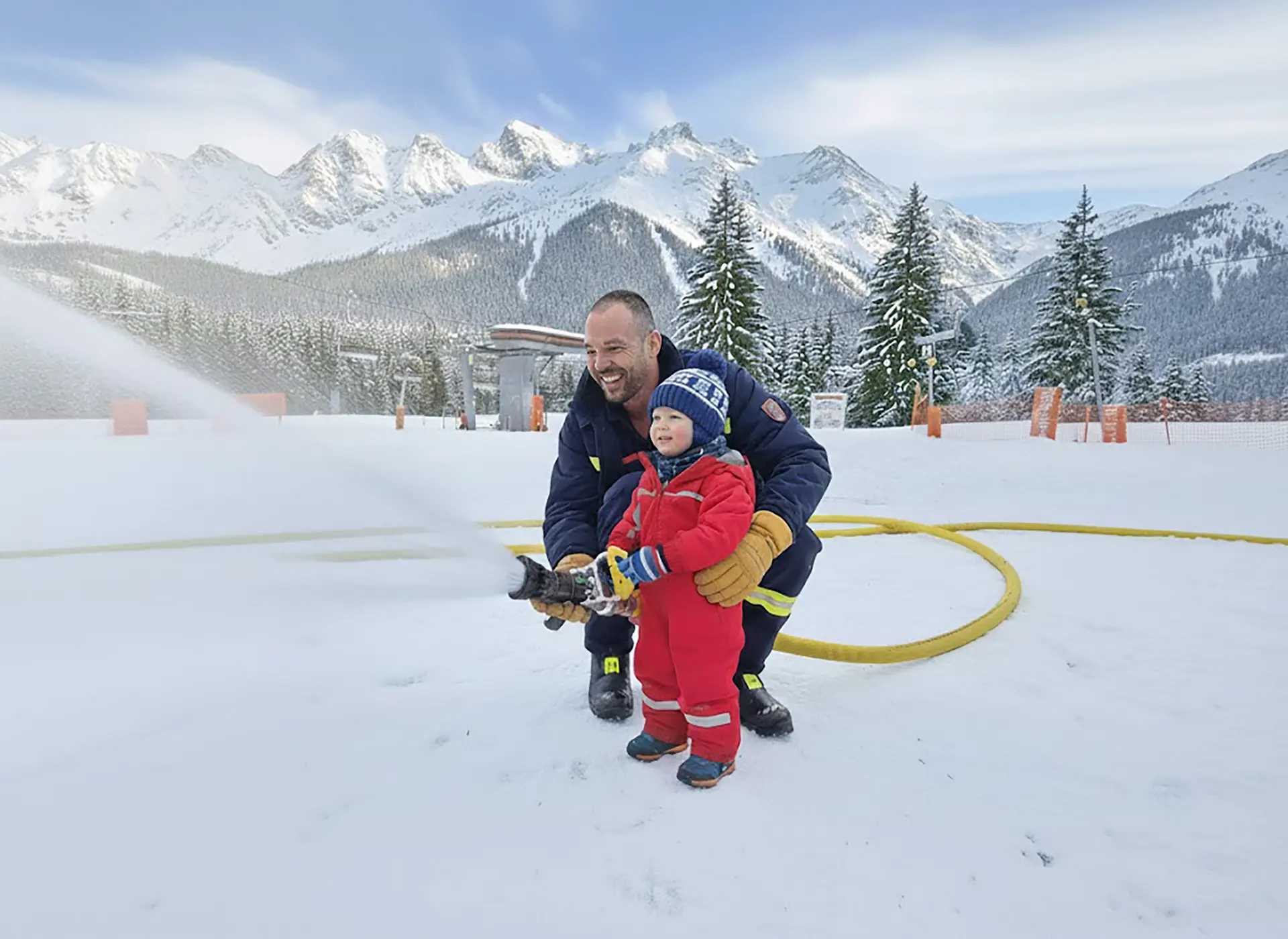 Fire hose handling demonstration
