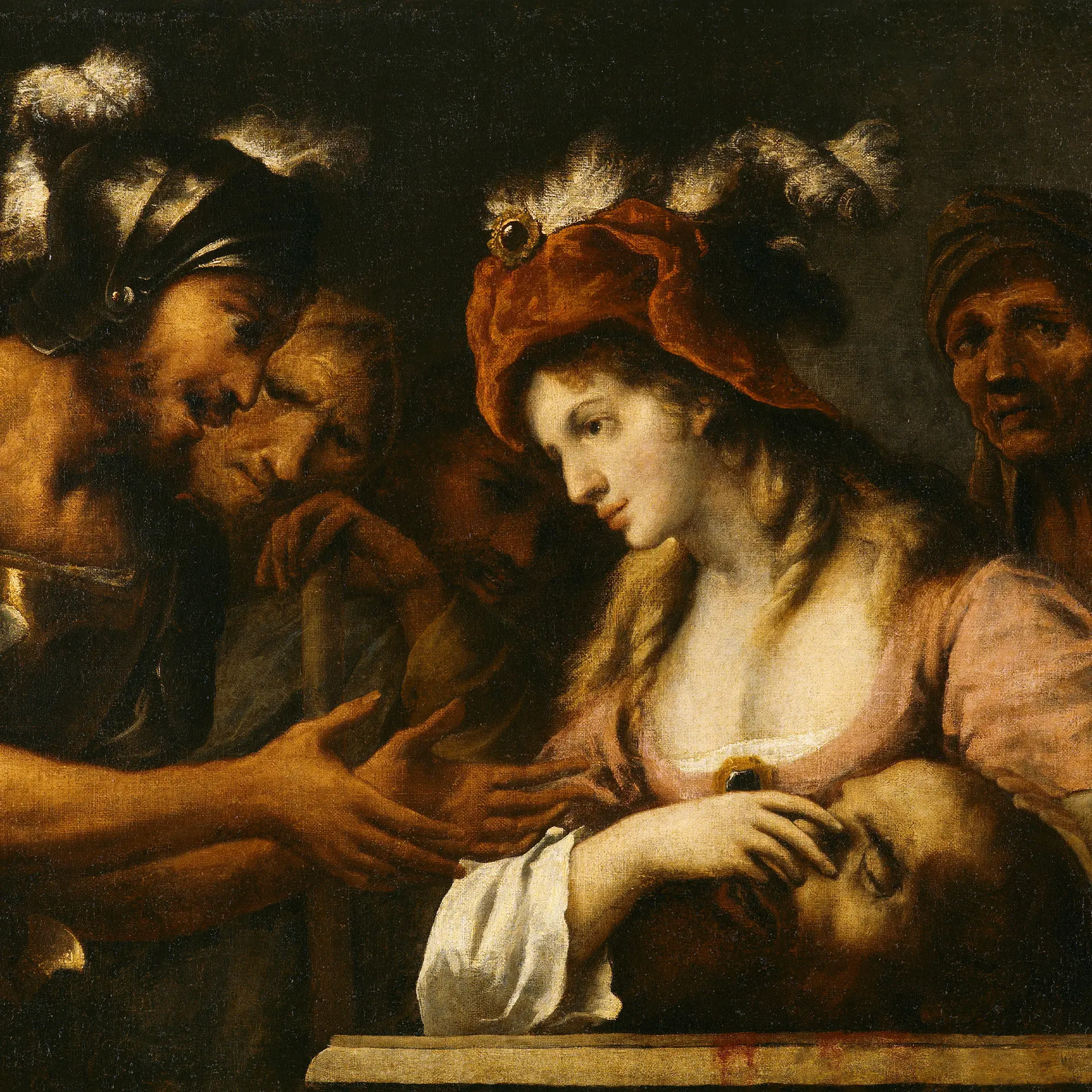 Détail d’un tableau de Pietro Della Vecchia peint en 1630, « Judith ramenant la tête d’Holopherne à Béthulie »