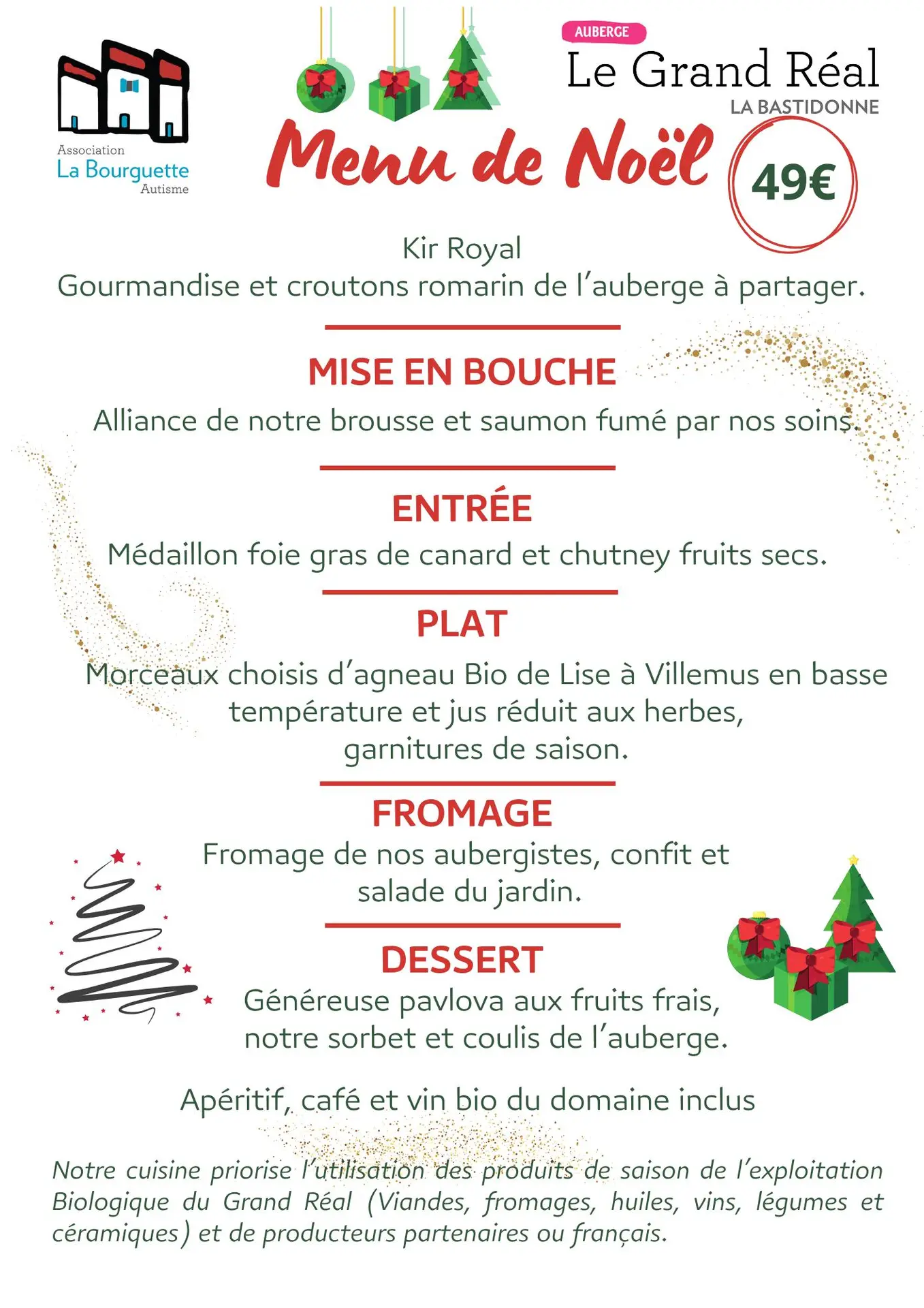 Repas de Noël à l'Auberge du Grand Réal à La Bastidonne_La Bastidonne