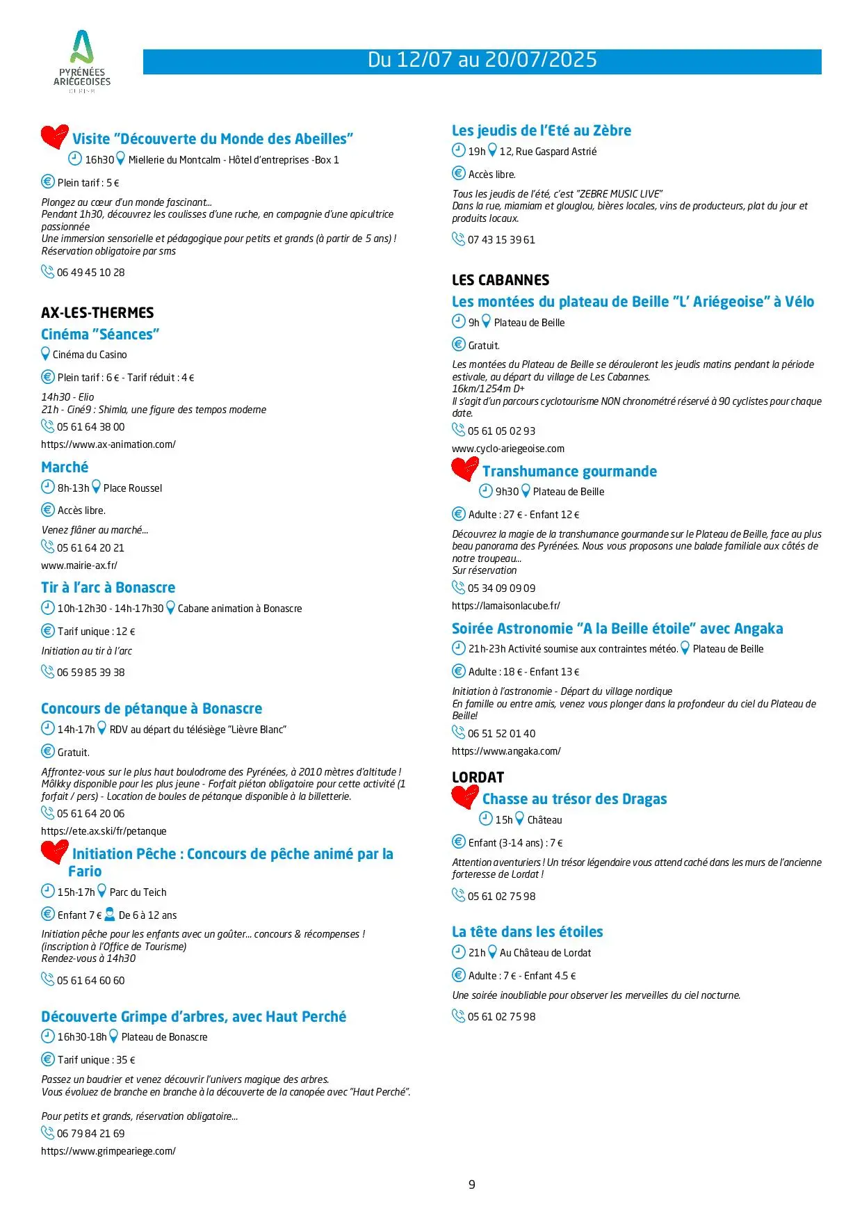 Du 12 au 20.07.Programme Animations & Activités