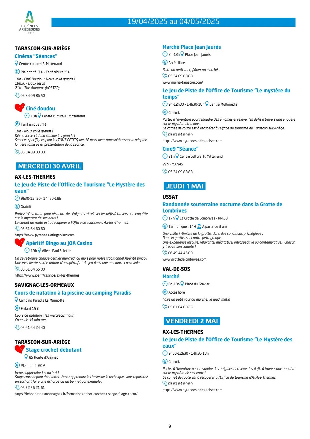 Programme du 19.04 au 04.05.2025