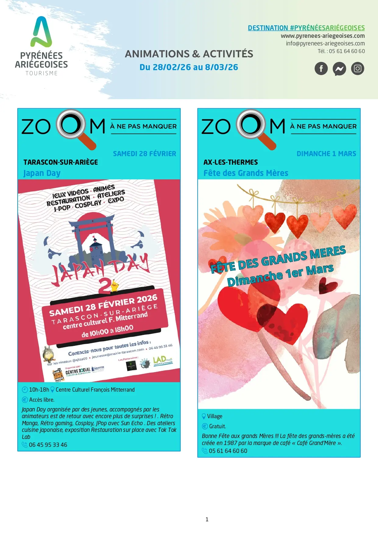 Du 28.02 au 08.03. Programme Animations & Activités