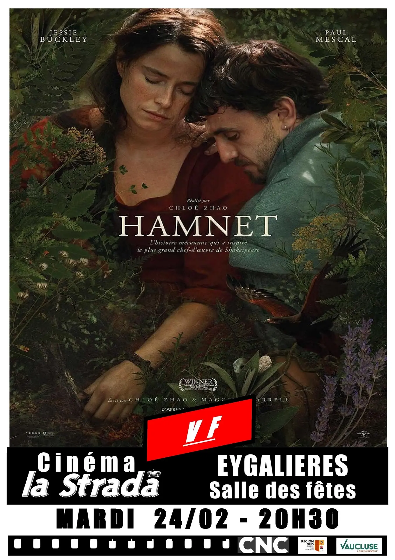 Plakat Cinéma La Strada - Film shows in Eygalières Hamnet 24.02.26