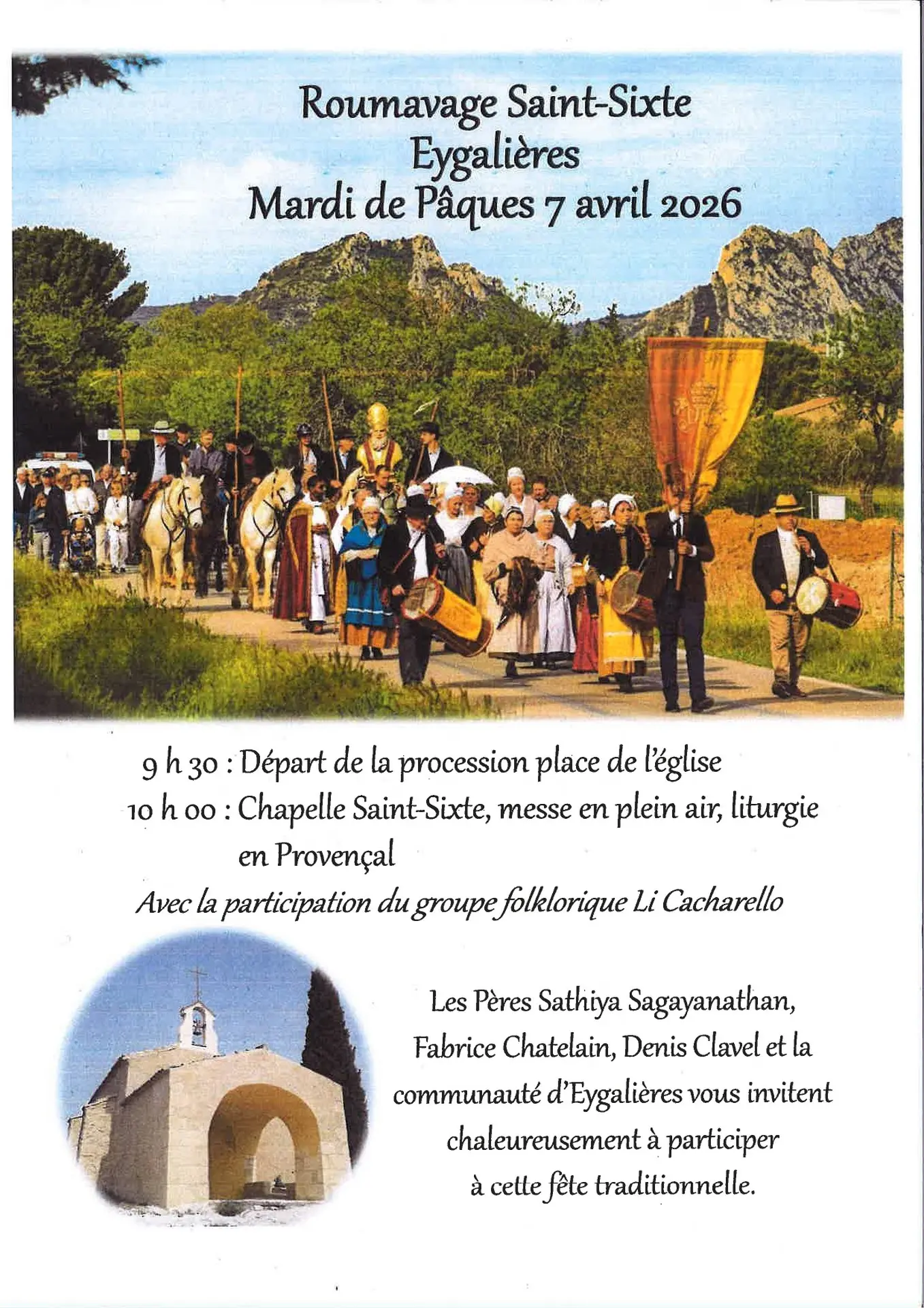 Plakat Roumavage des Heiligen Sixtus in Eygalières 07.04.26