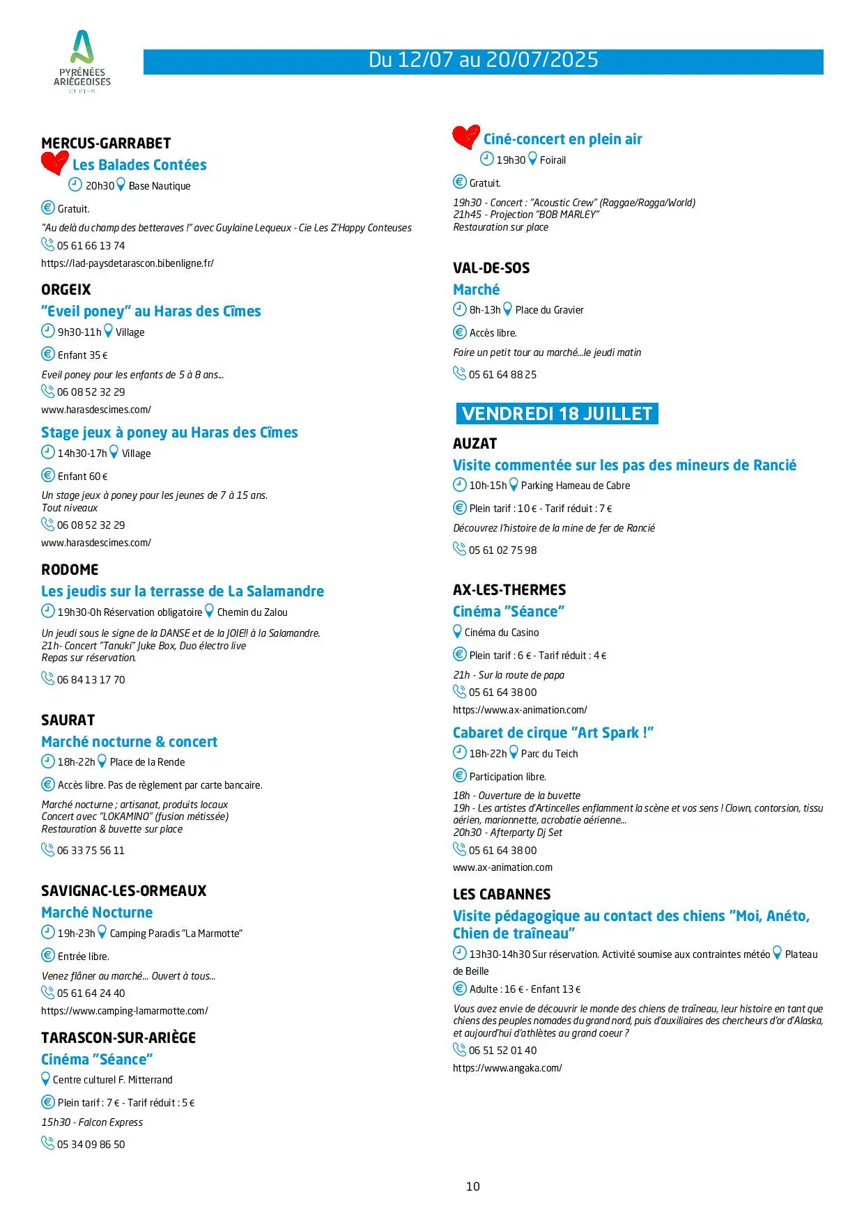Du 12 au 20.07.Programme Animations & Activités