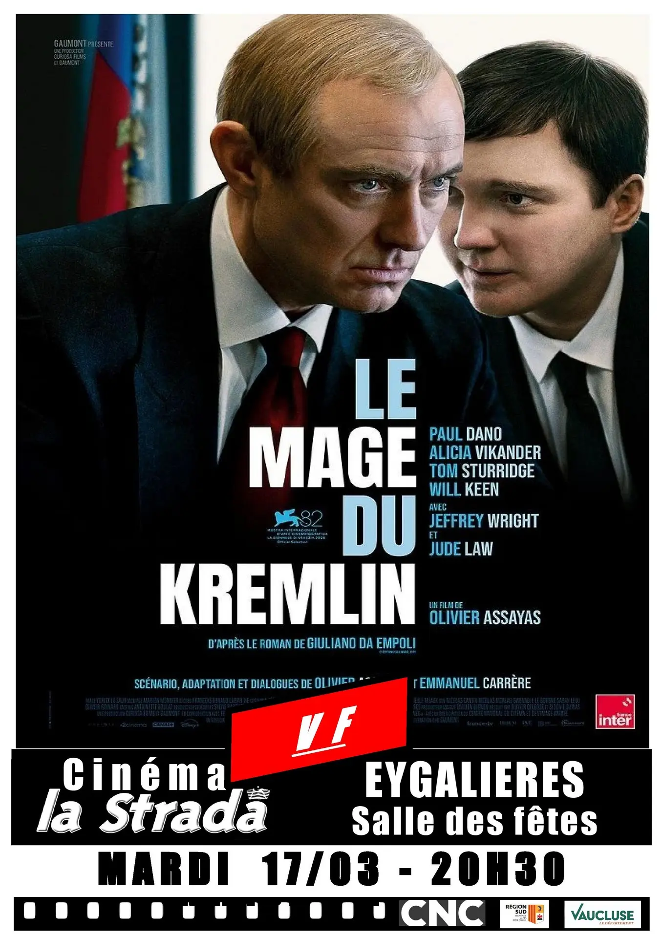 Plakat Cinéma La Strada - Filmvorführungen in Eygalières Le Mage du Kremlin 17.03.26