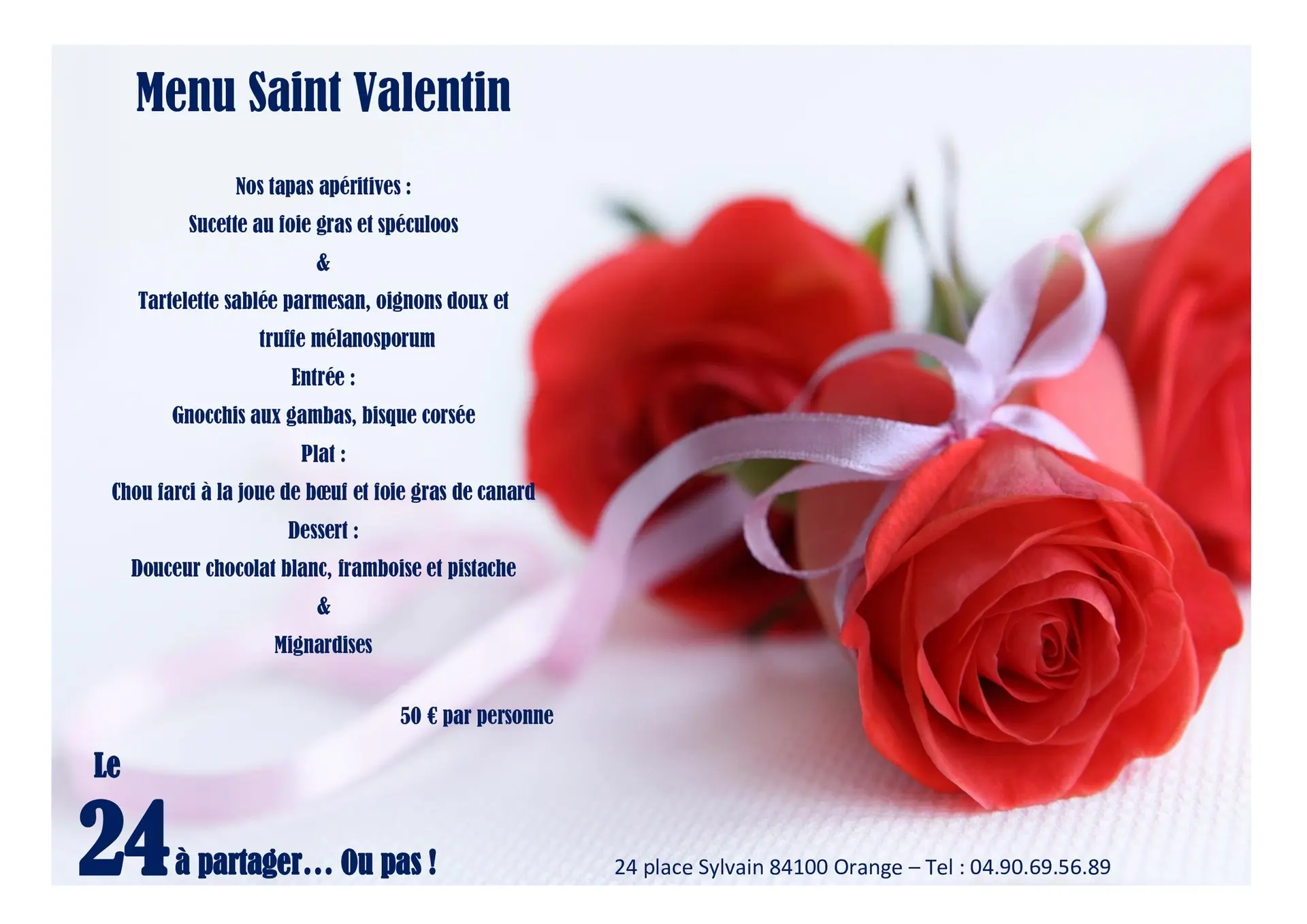 Menu Saint Valentin Le 24