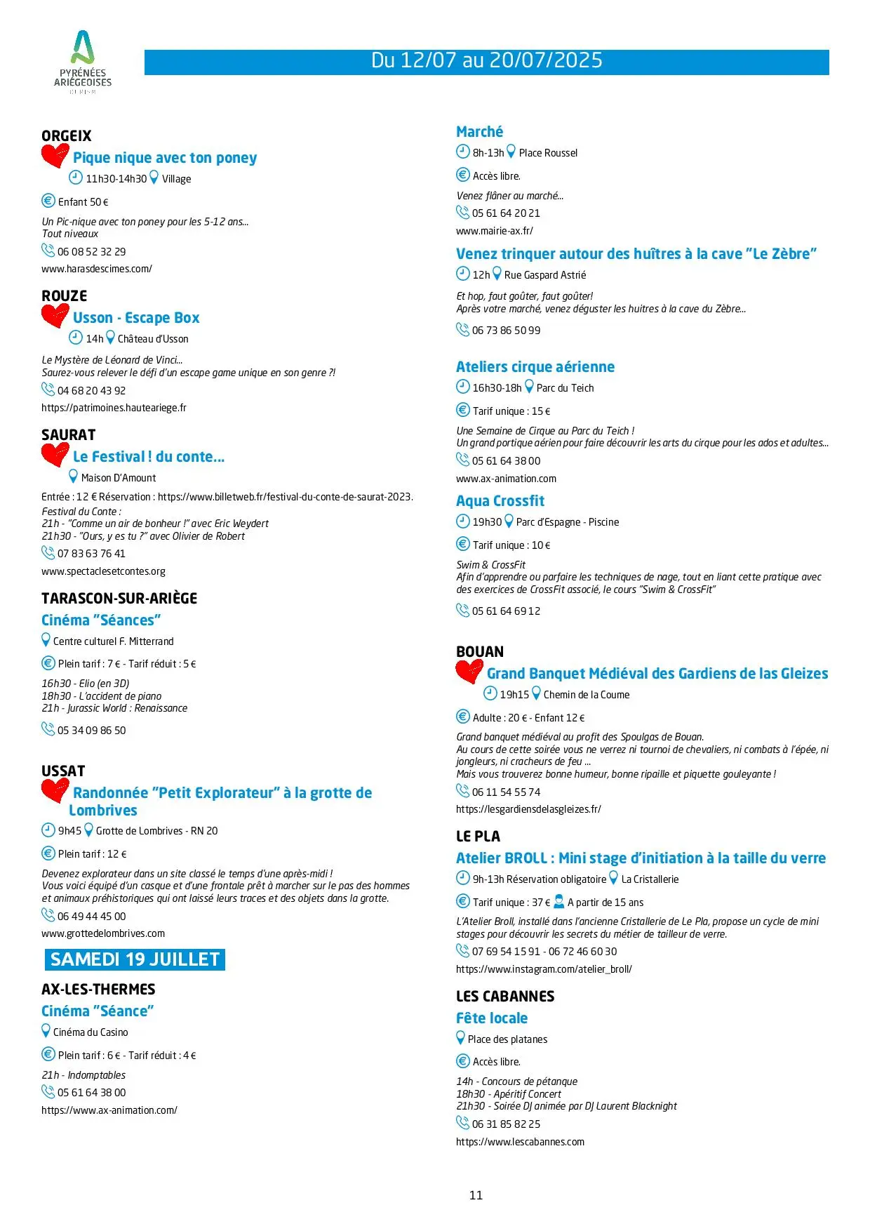 Du 12 au 20.07.Programme Animations & Activités