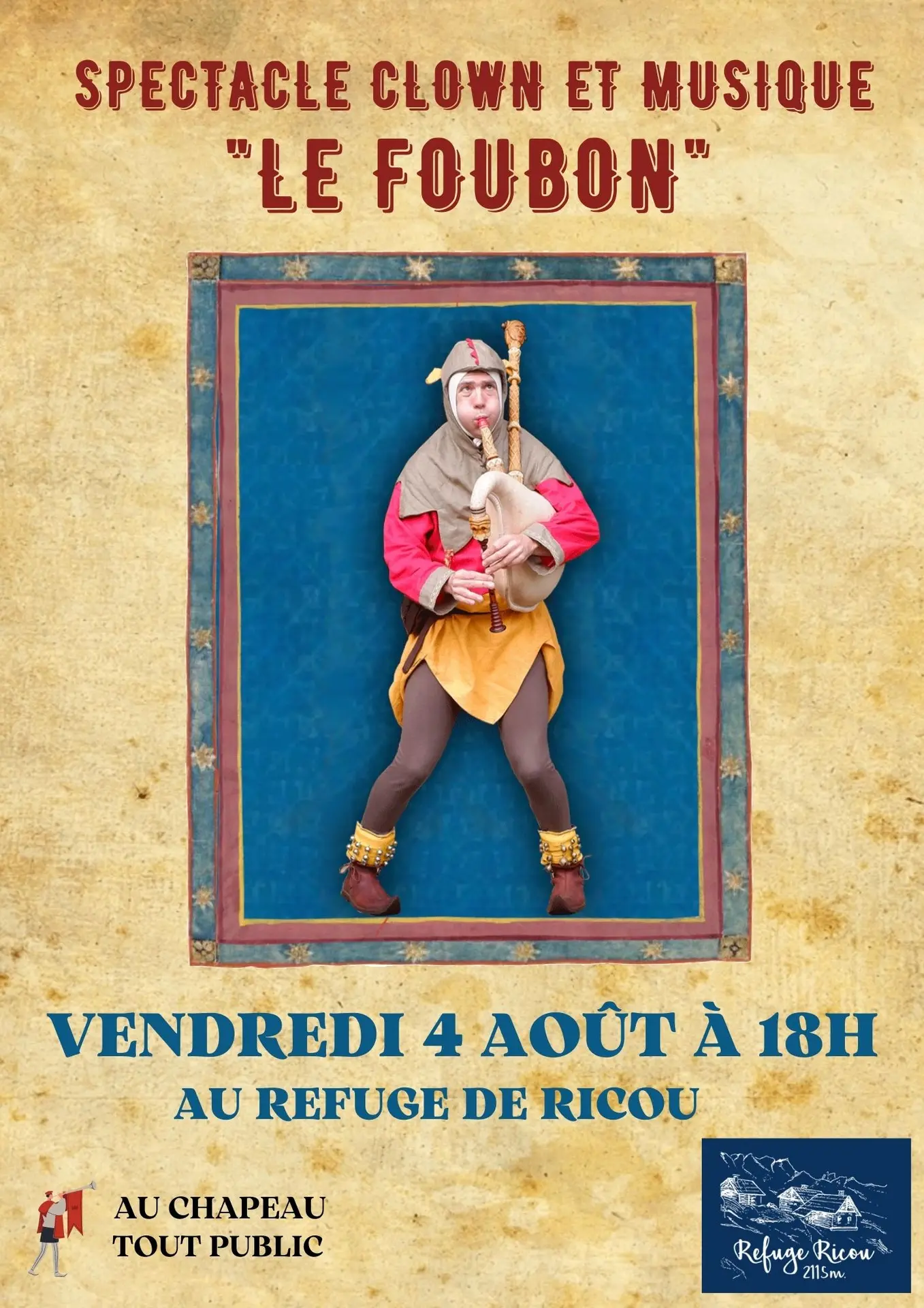 Affiche spectacle clown et musique Le Foubon