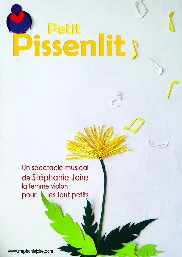 pissenlit en papier de couleur découpé sur fond blanc