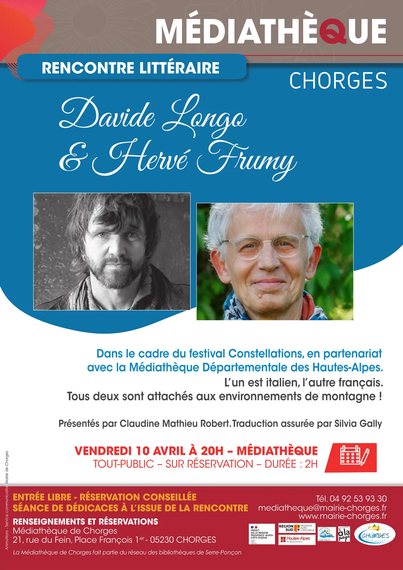 Rencontre littéraire - Davide Longo & Hervé Frumy