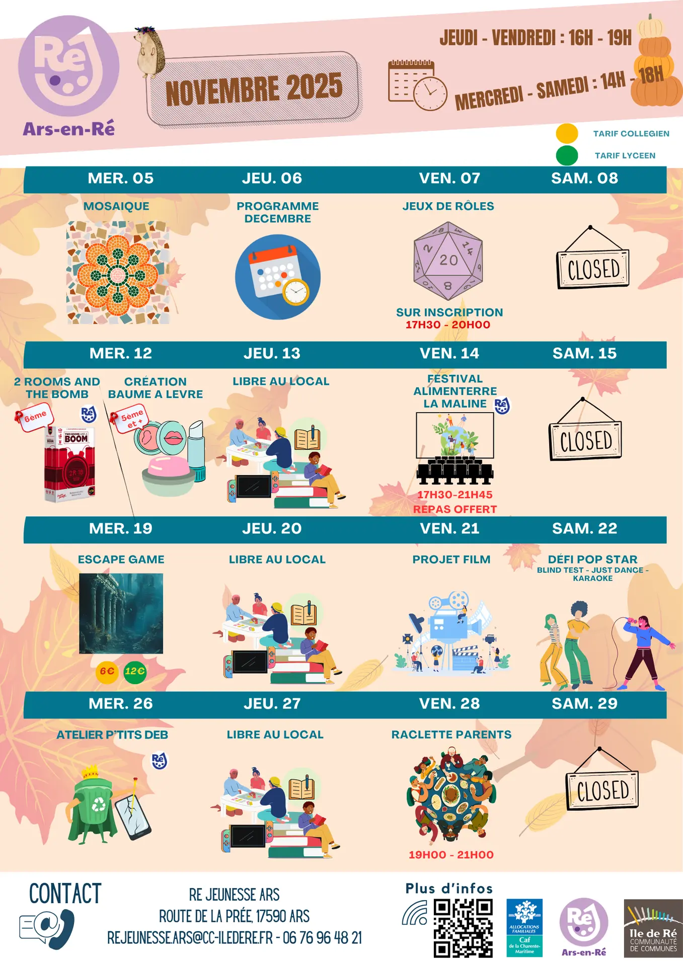 Ré Jeunesse events in November 2025