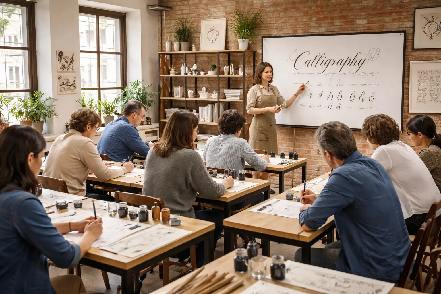image non contractuelle représentant un cours de calligraphie