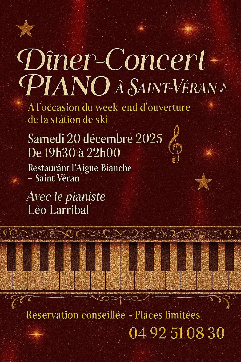 Dîner concert piano à Saint-Véran