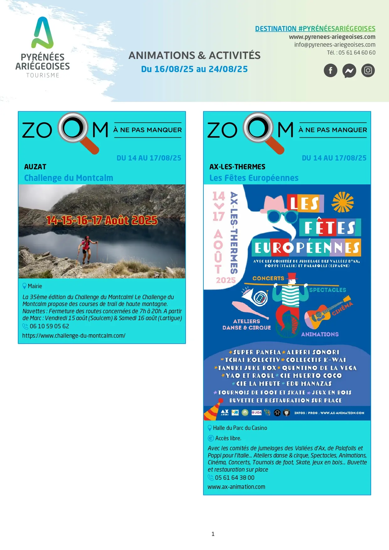 Page 1 couverture du 16 au 24 aout 2025