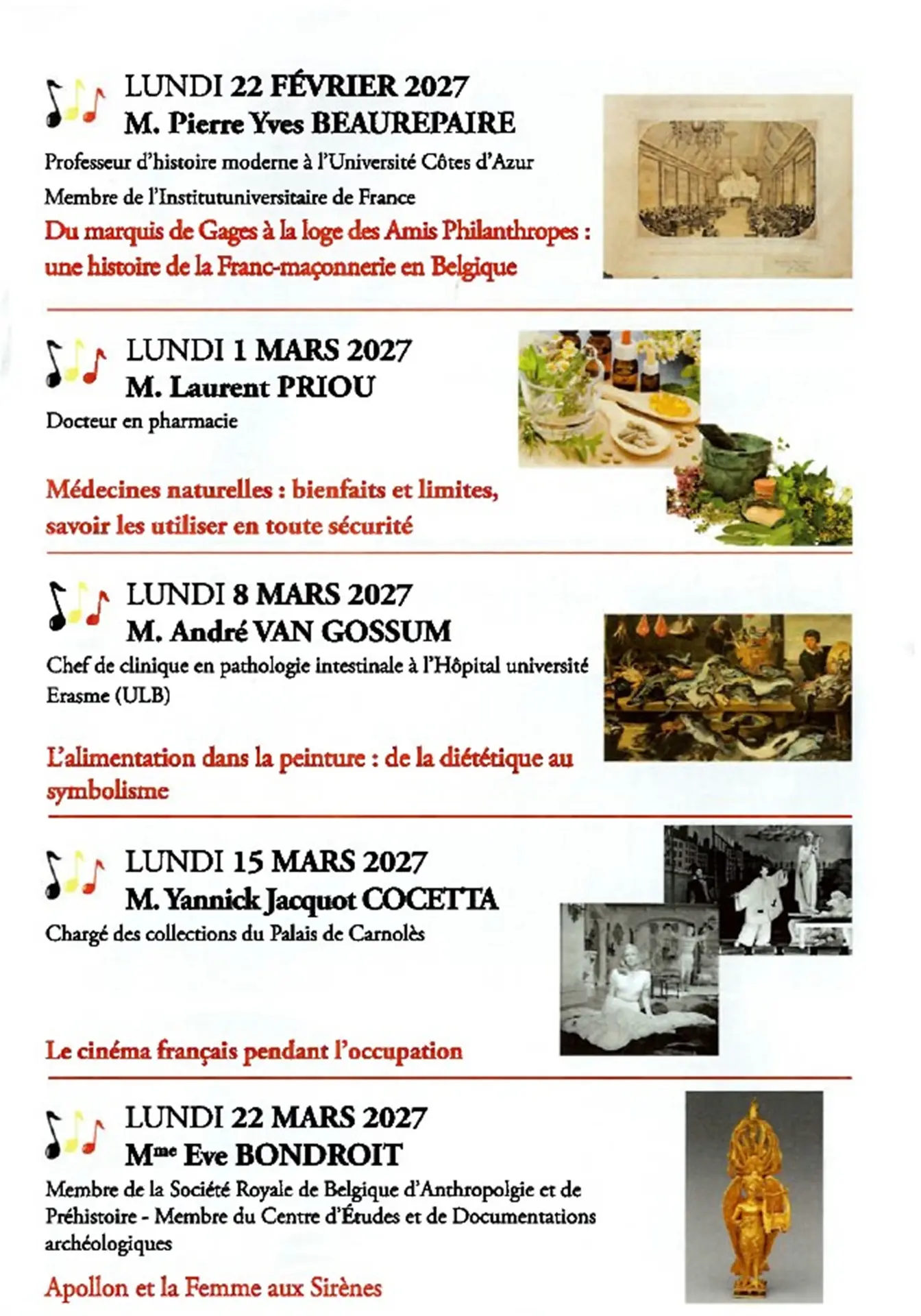 Proramme du 22/02 au 22/03 2027