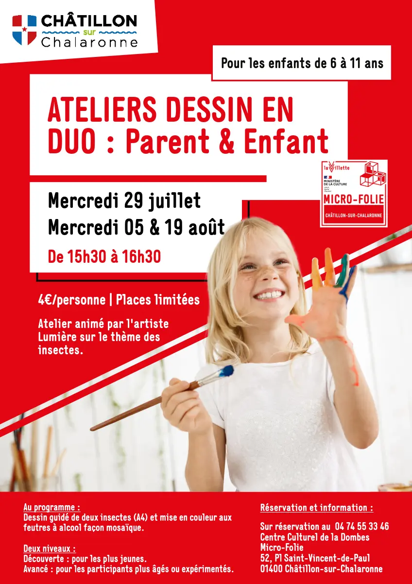 L'affiche détaille le programme des ateliers