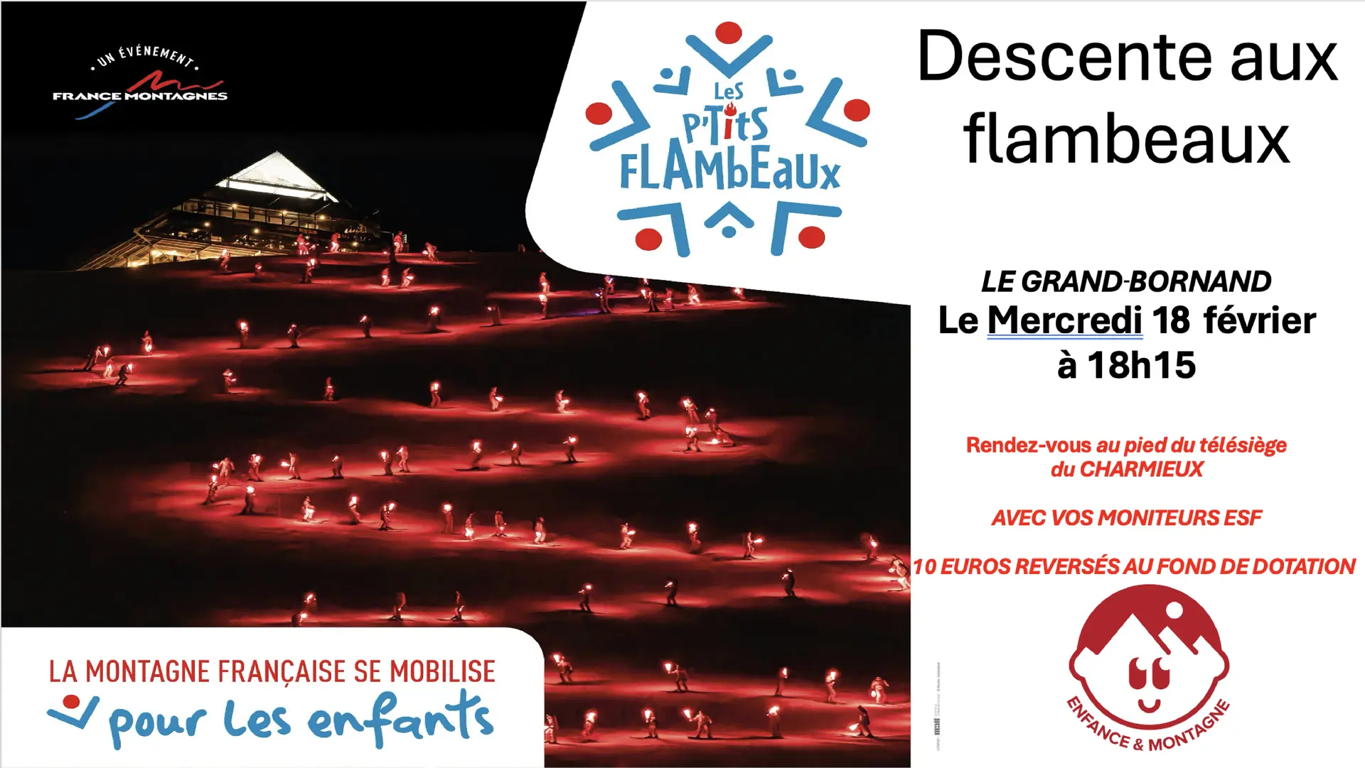 Affiche Les p'tits flambeaux descente aux torches  au profit du fond de dotation Enfance et Montagne