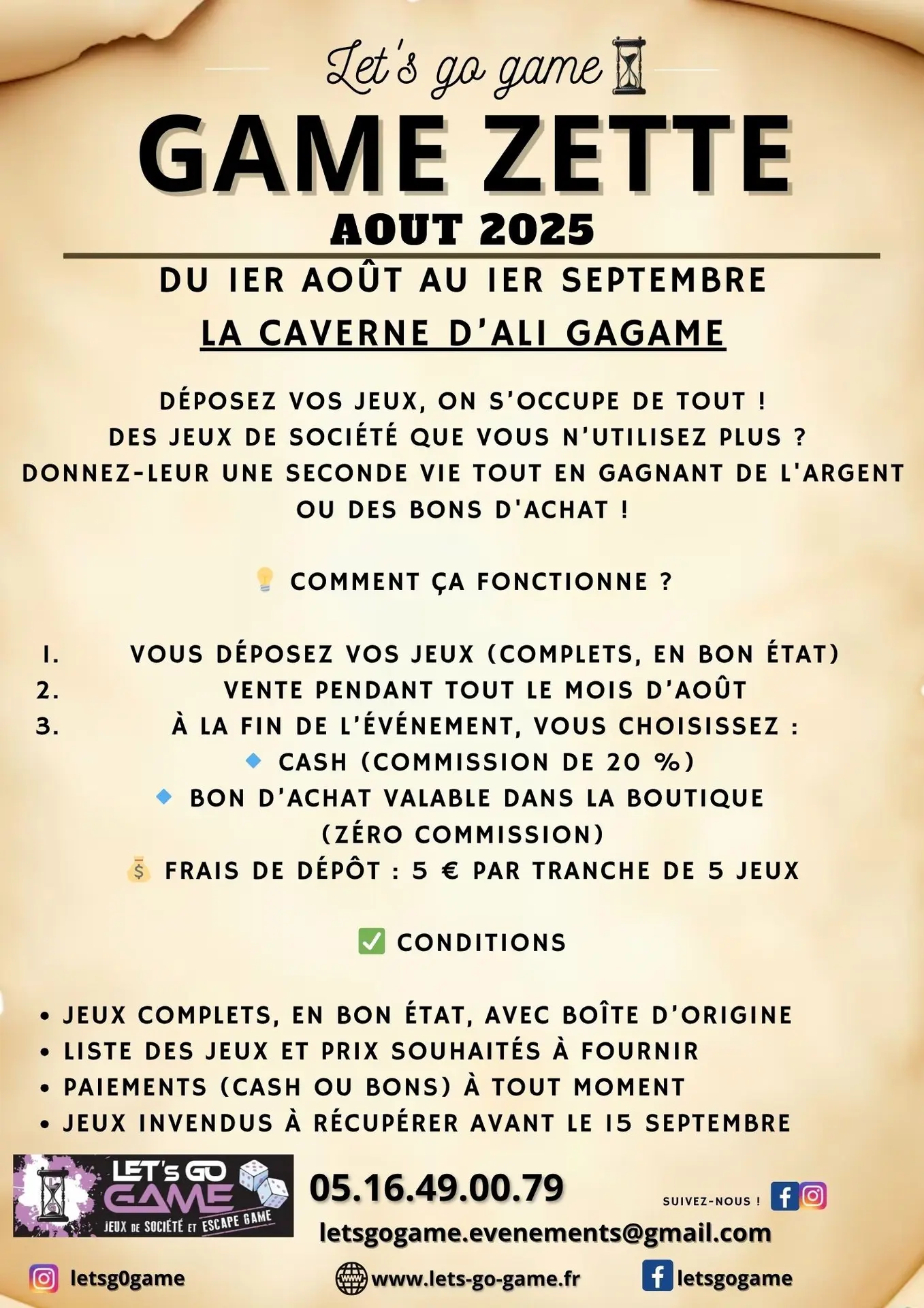 Bourse aux jouets Ali gagame organisée par Lets' go Game à Châtelaillon-Plage