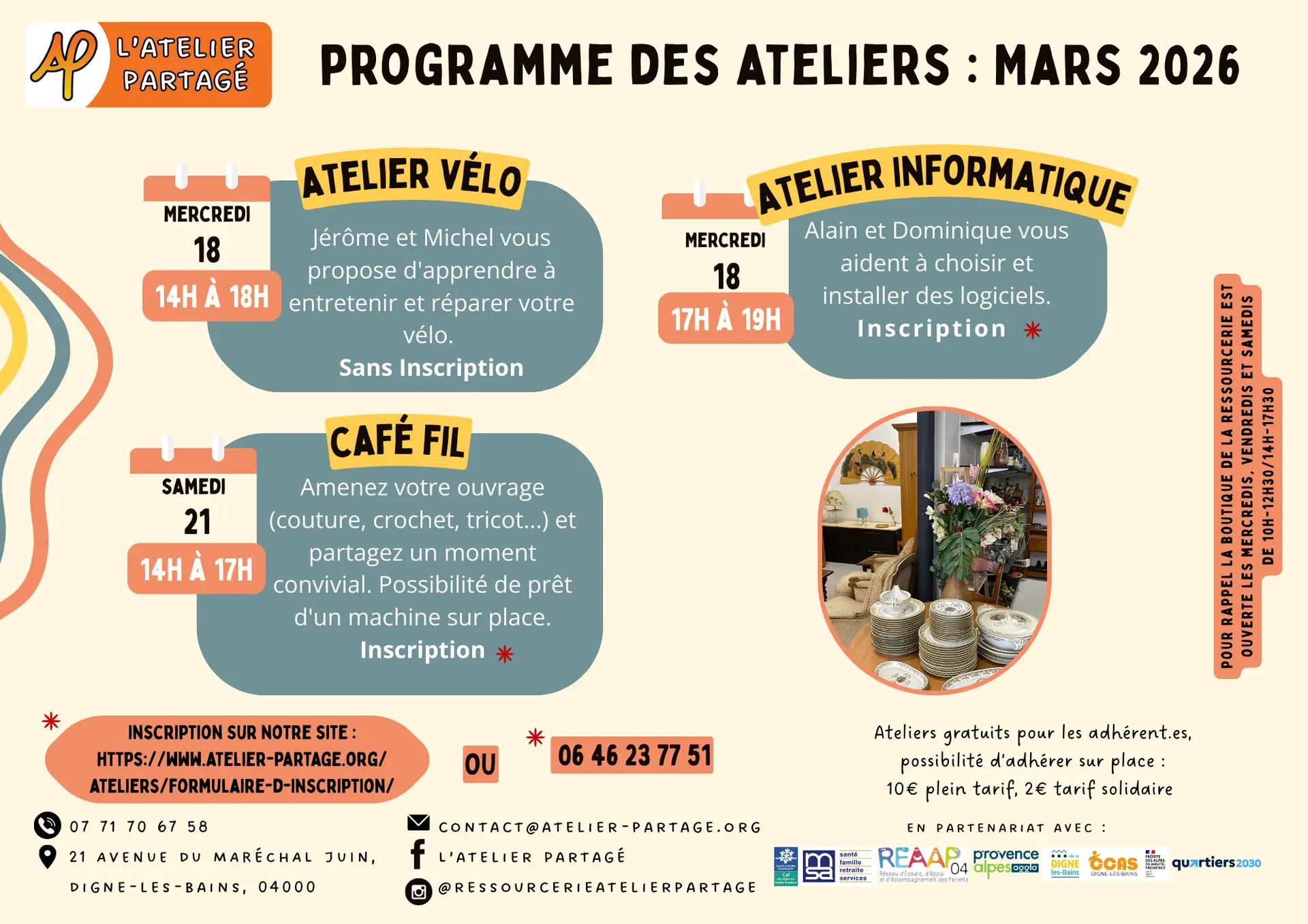 Ateliers du mois de mars