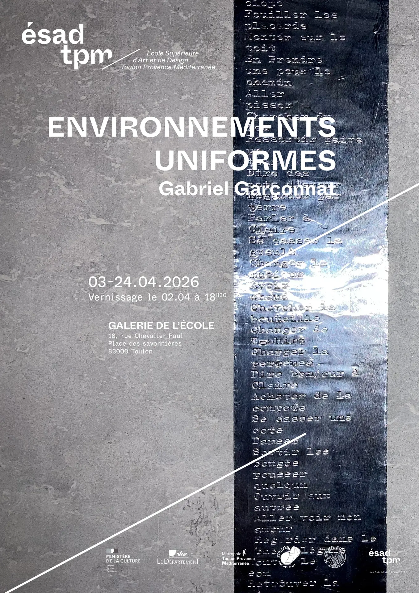 Environnements uniformes - G Garçonnat - Avril 2026 la galerie de l'école esadtpm_page-0001