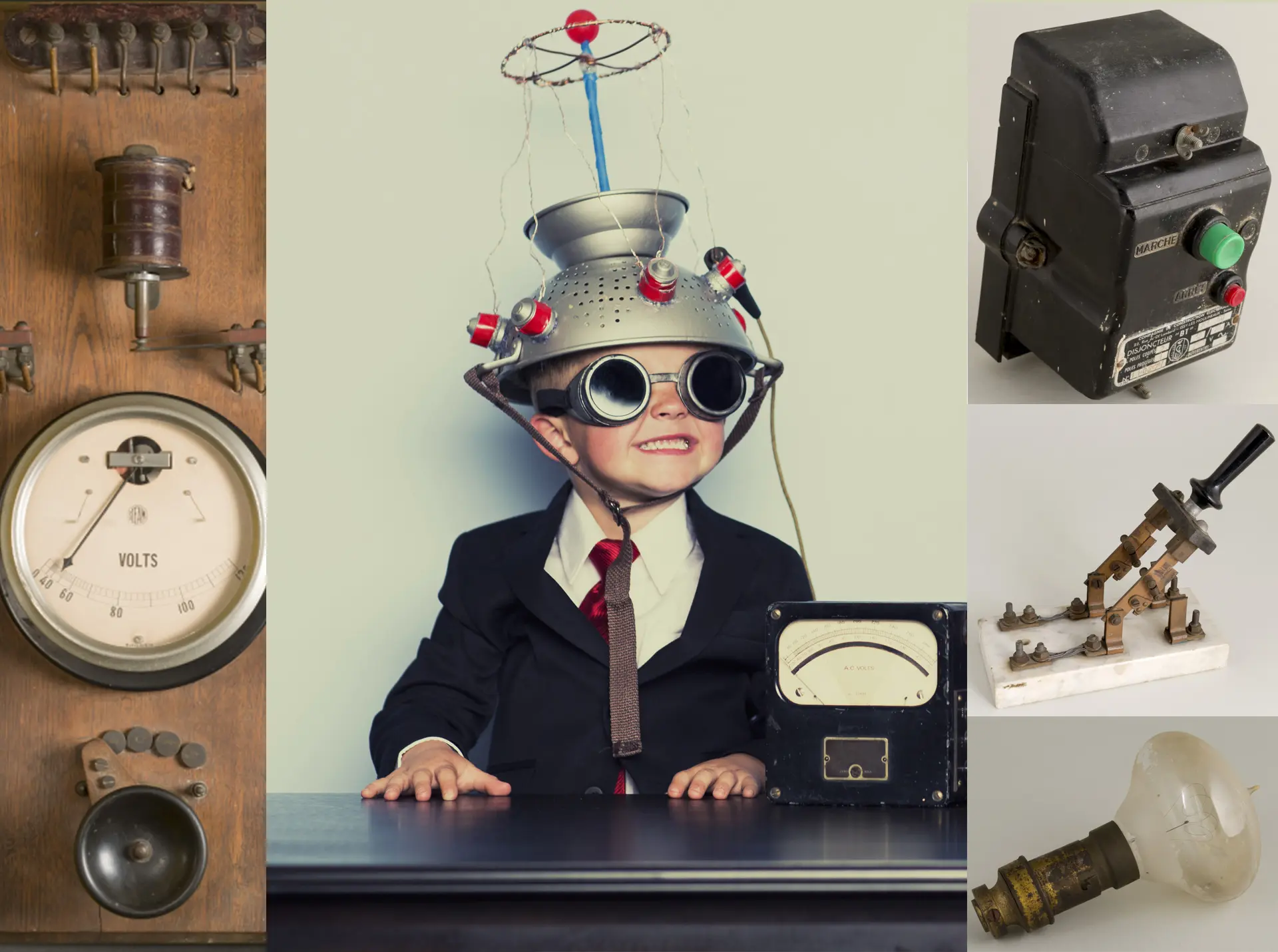 Enfant avec de drôles de machines électriques